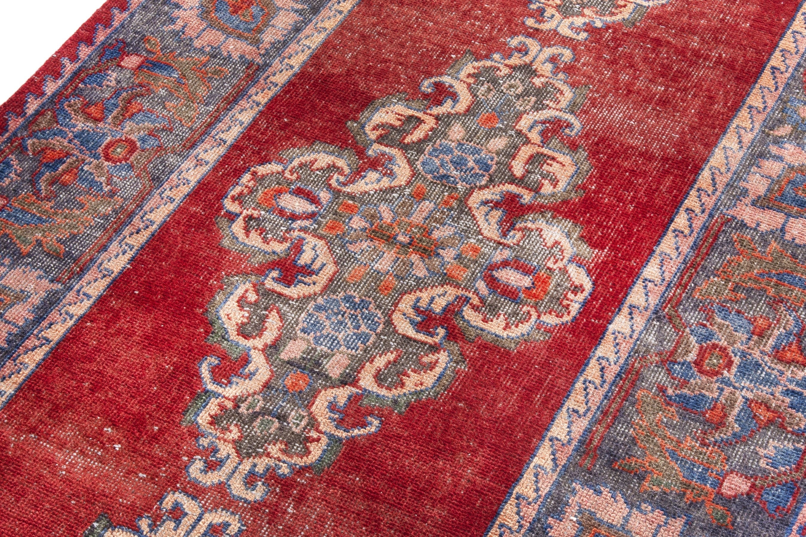 Persian Hamedan runner rug in deep red and rust, view 8 of 19
