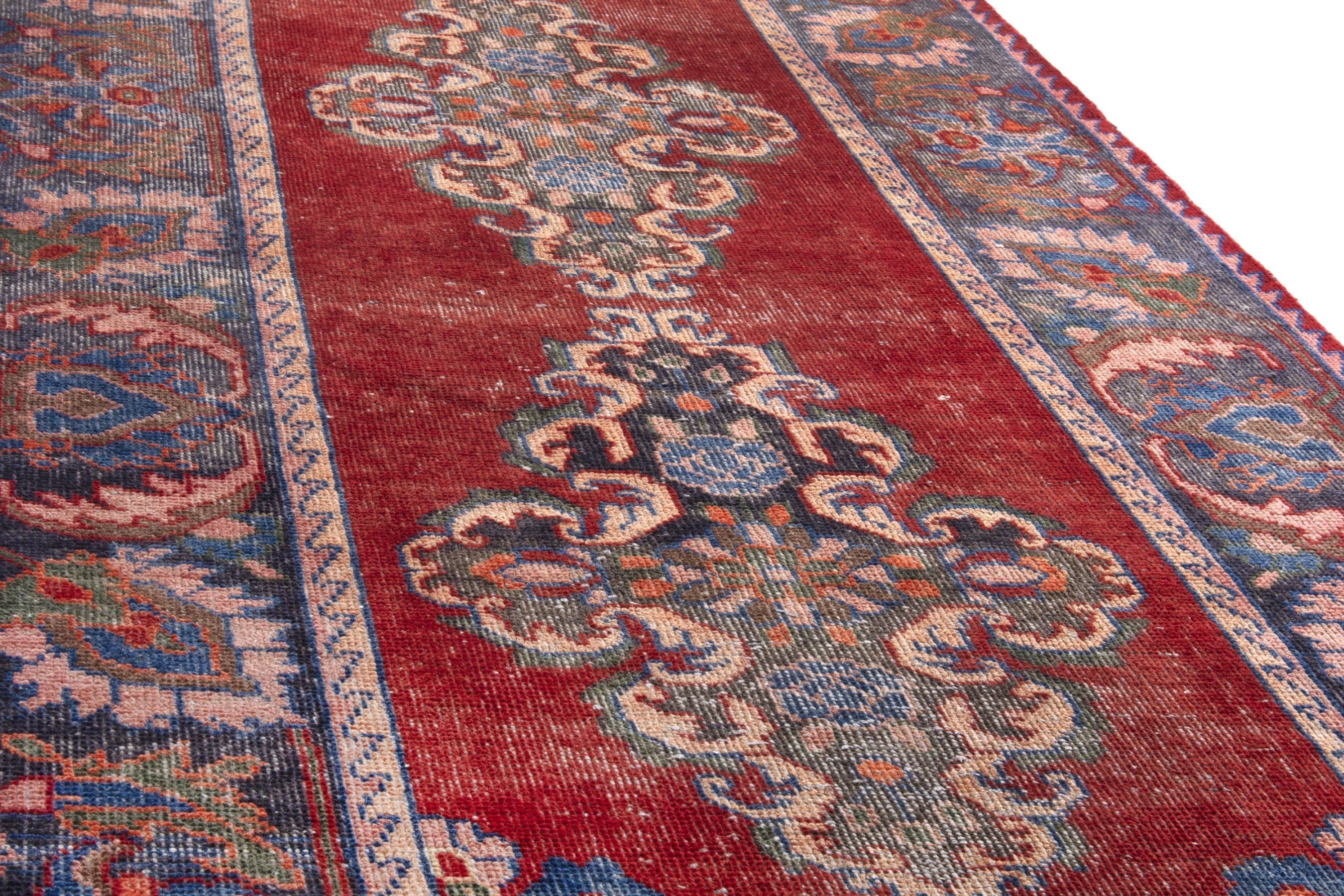 Persian Hamedan runner rug in deep red and rust, view 9 of 19
