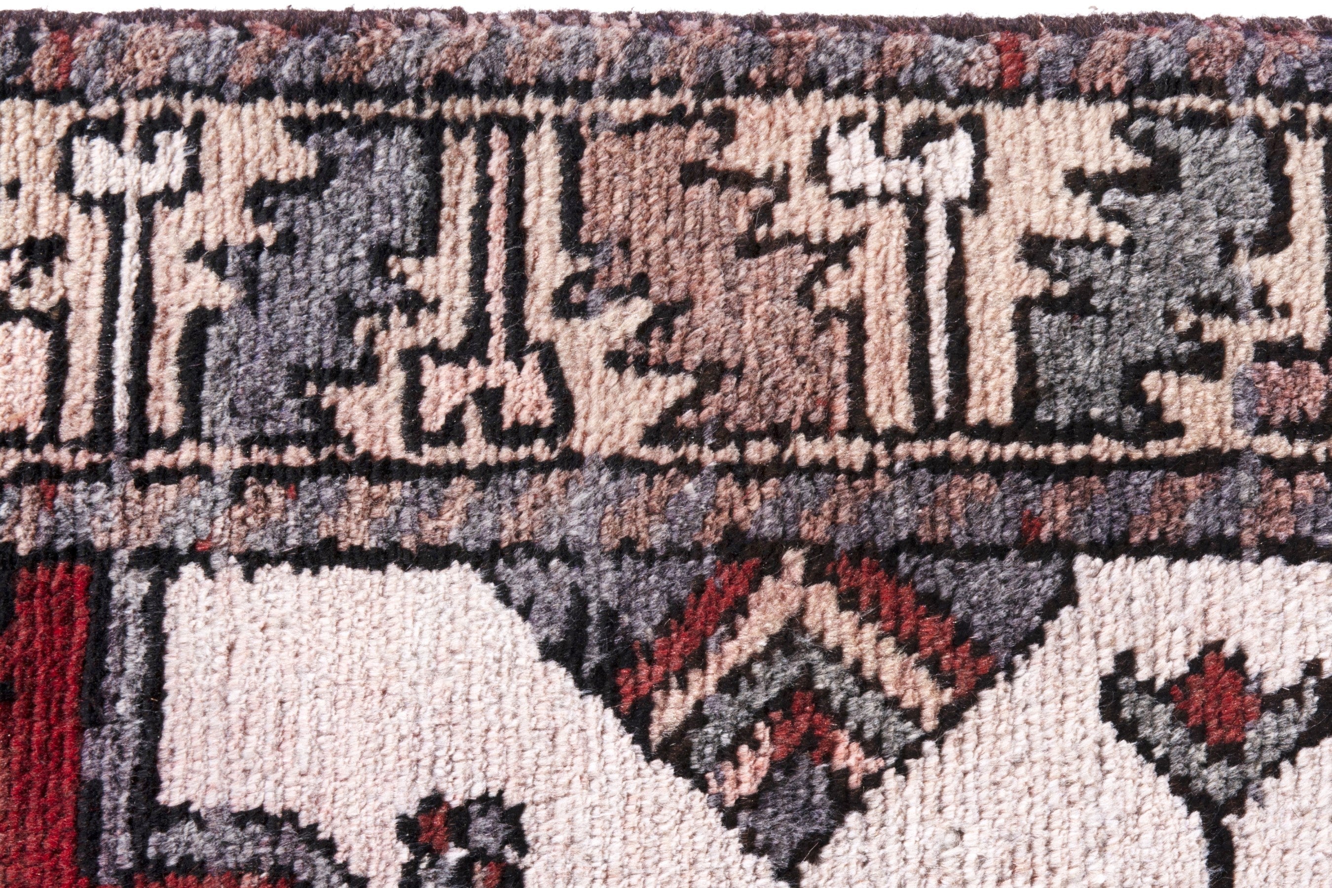 Persian Hamedan accent rug in deep red and cream, view 10 of 17