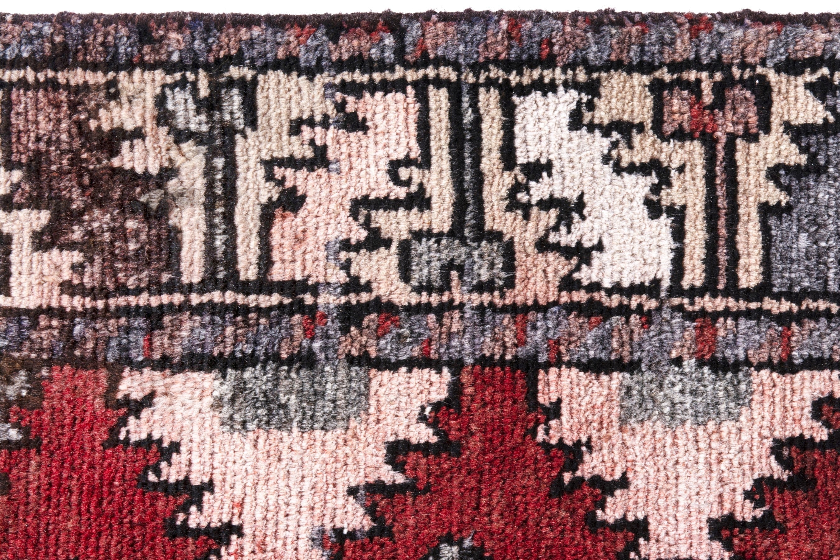 Persian Hamedan accent rug in deep red and cream, view 11 of 17