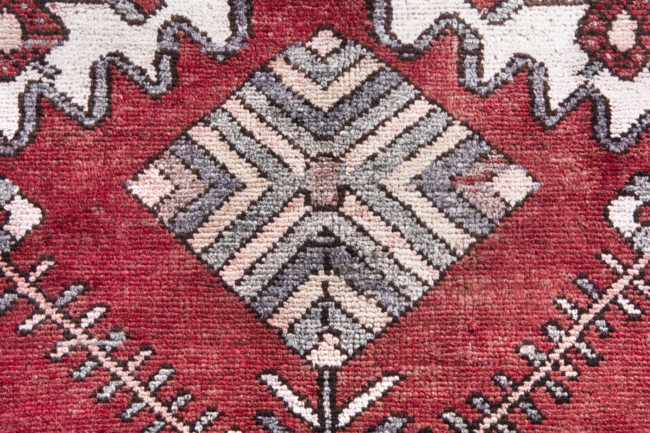 Persian Hamedan accent rug in deep red and cream, view 12 of 17