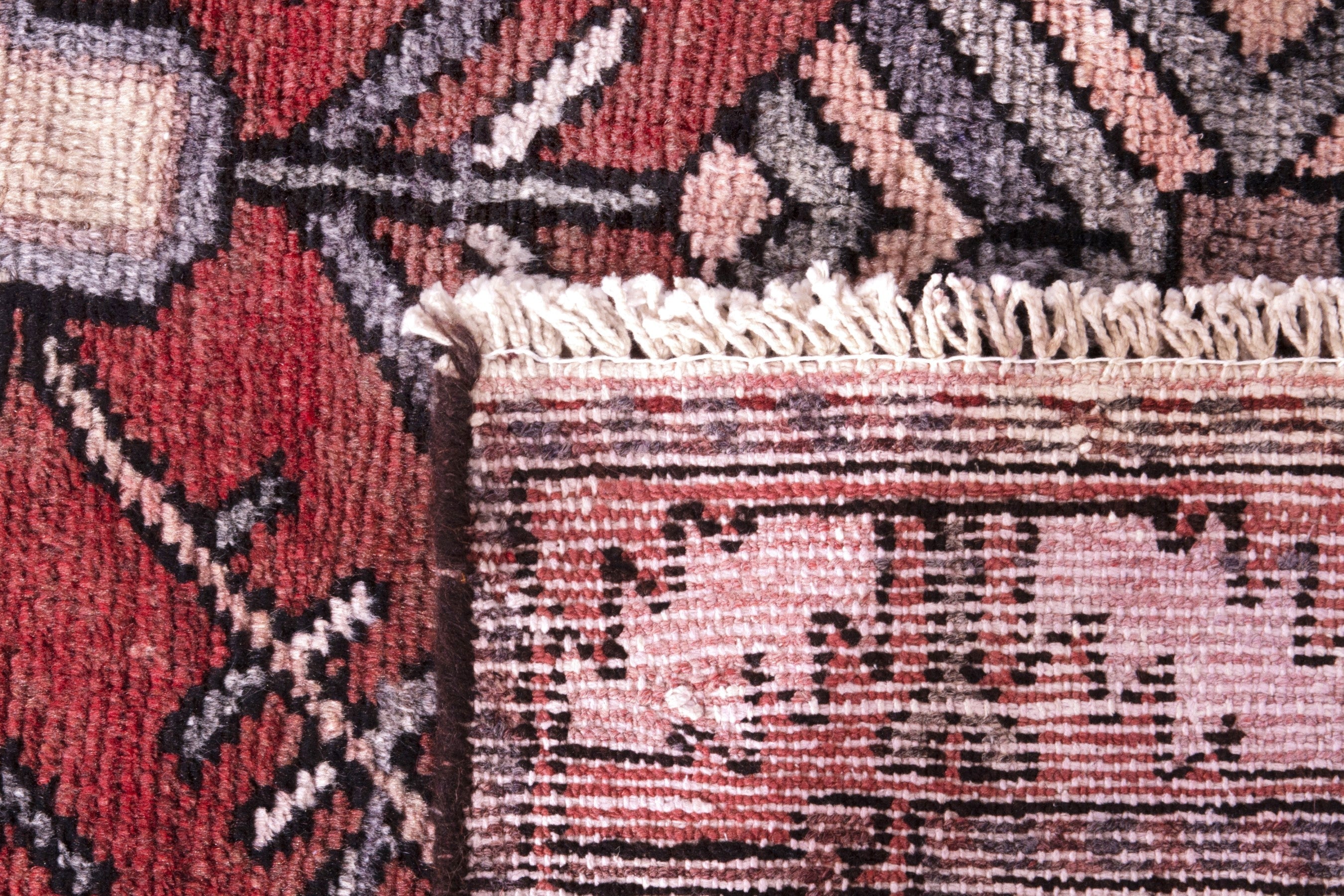 Persian Hamedan accent rug in deep red and cream, view 17 of 17