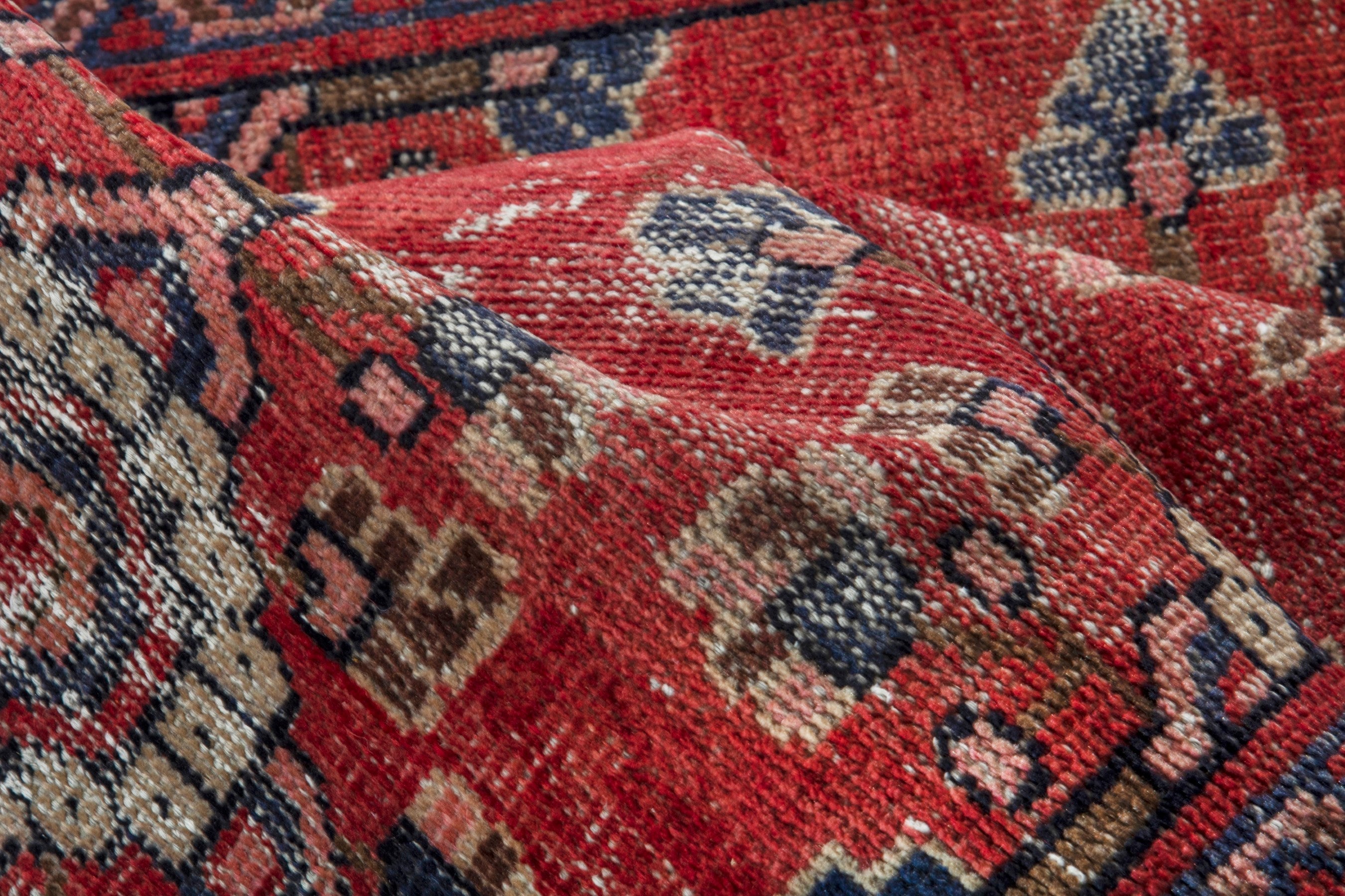 Persian Hamedan runner rug in deep red and cream, view 16 of 19