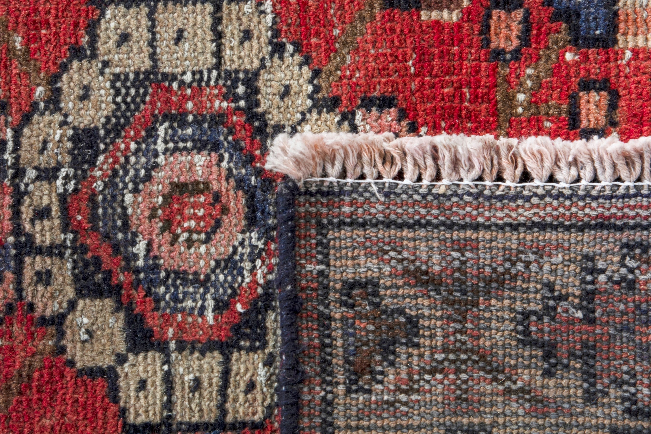 Persian Hamedan runner rug in deep red and cream, view 19 of 19