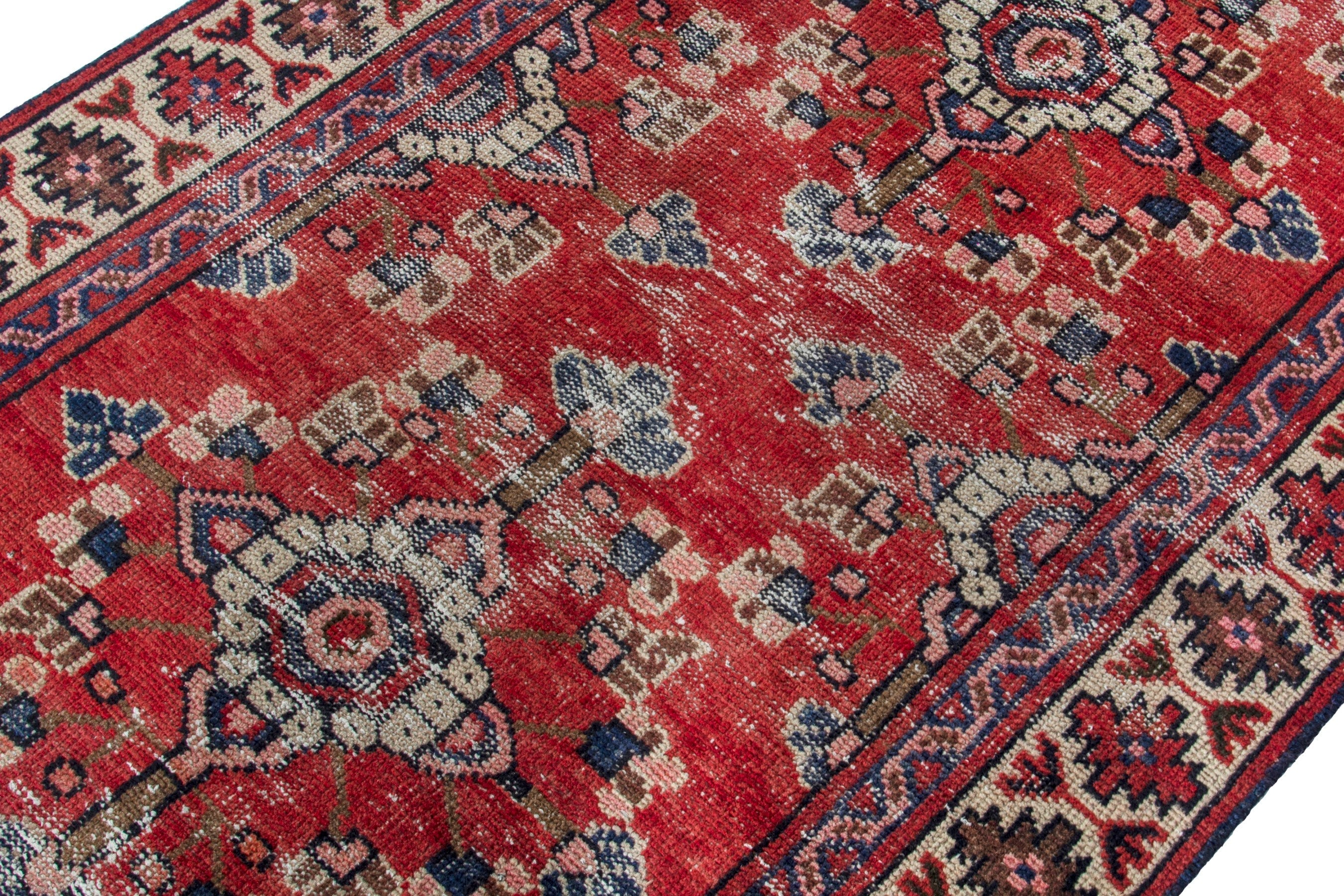 Persian Hamedan runner rug in deep red and cream, view 6 of 19