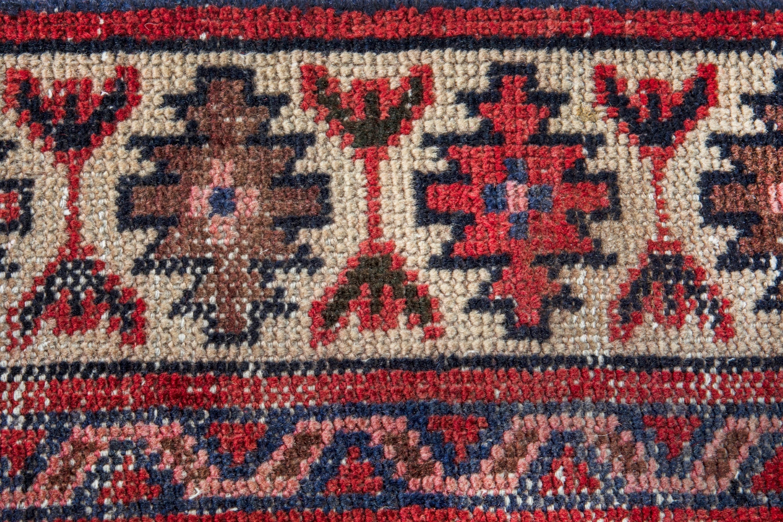 Persian Hamedan runner rug in deep red and cream, view 9 of 19