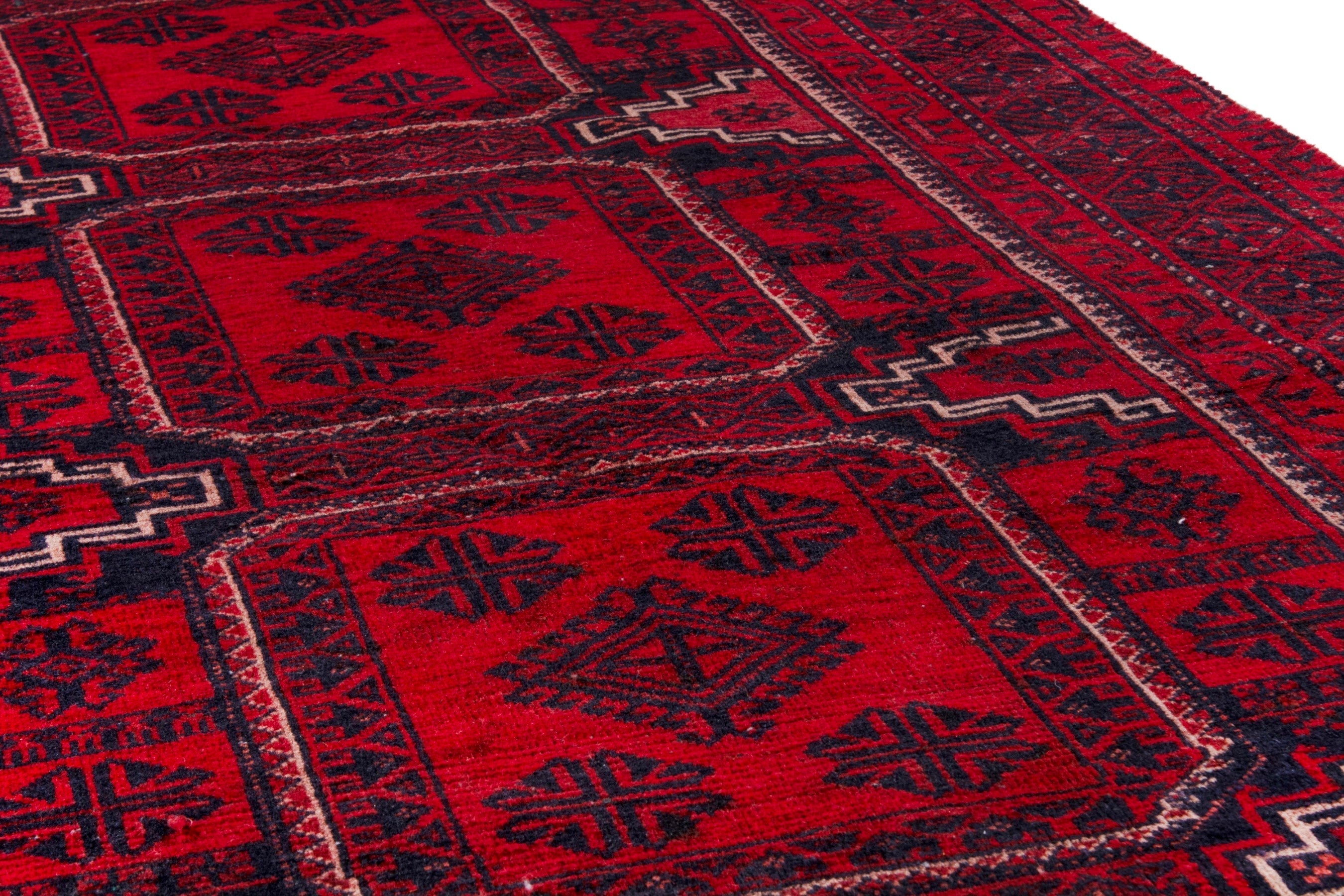 Persian Baluch runner rug in deep red and burgundy, view 10 of 20