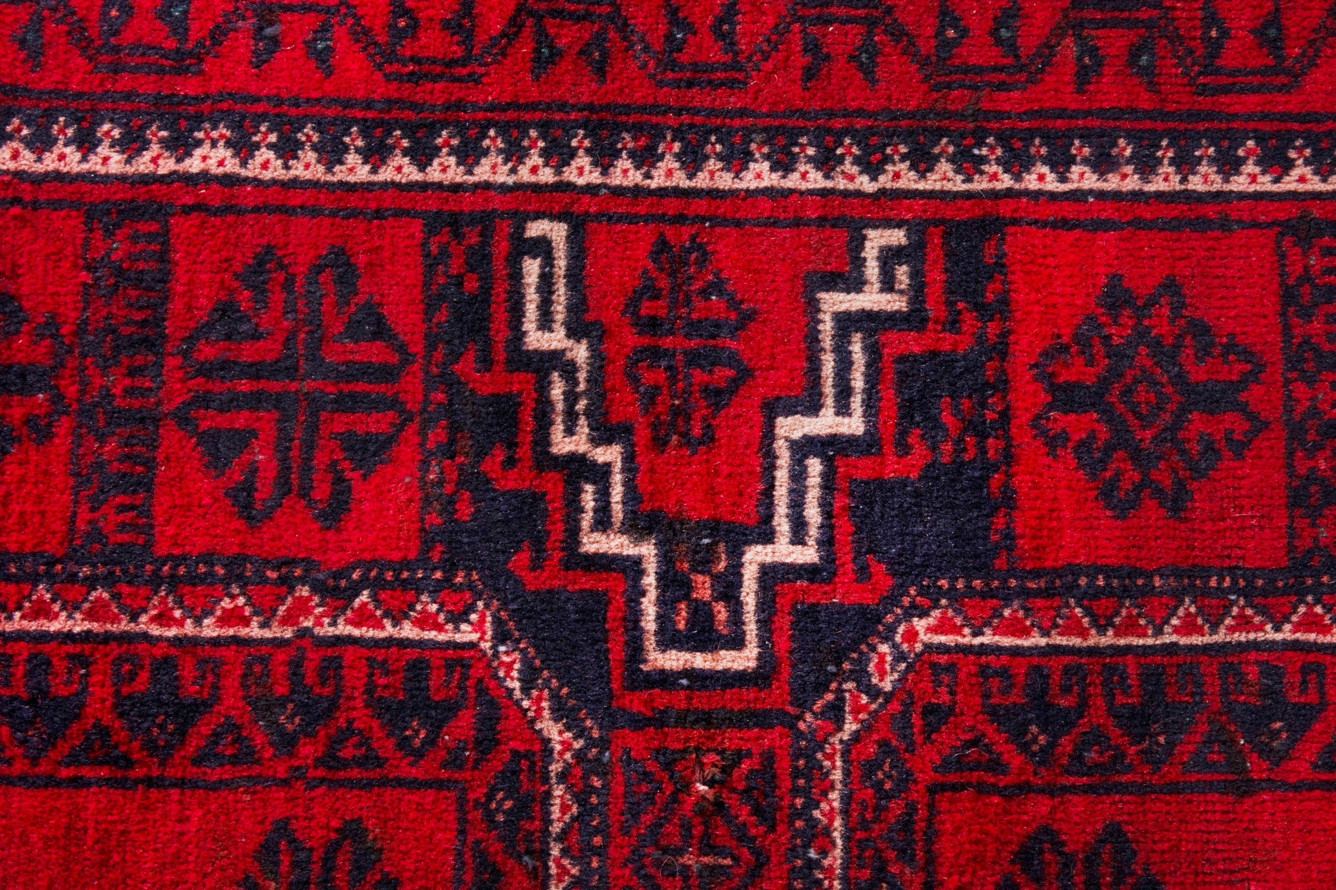 Persian Baluch runner rug in deep red and burgundy, view 12 of 20