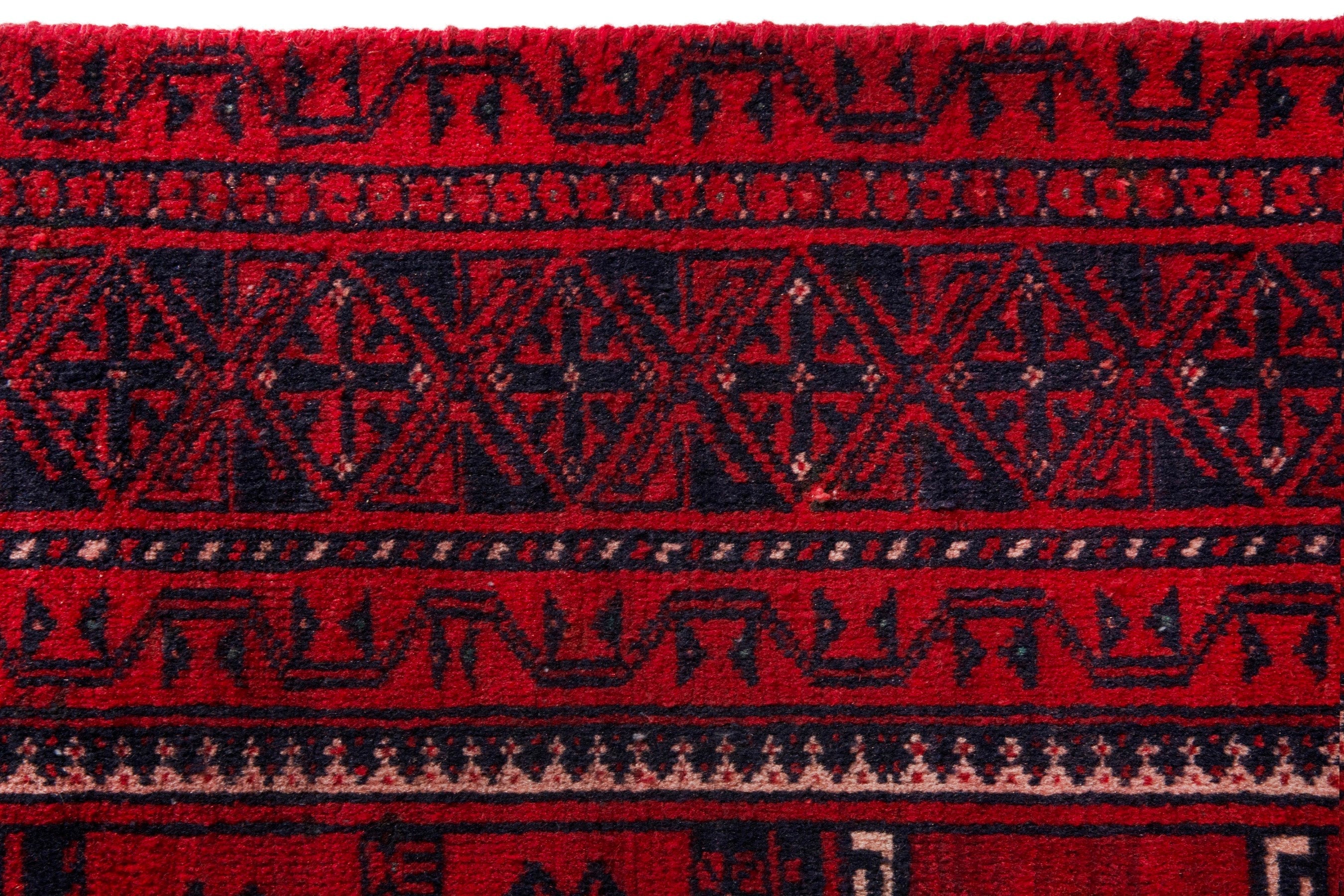 Persian Baluch runner rug in deep red and burgundy, view 13 of 20