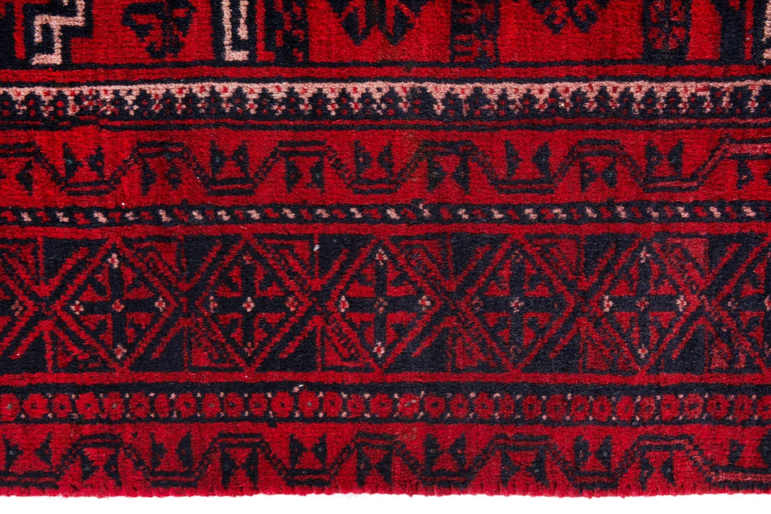 Persian Baluch runner rug in deep red and burgundy, view 14 of 20