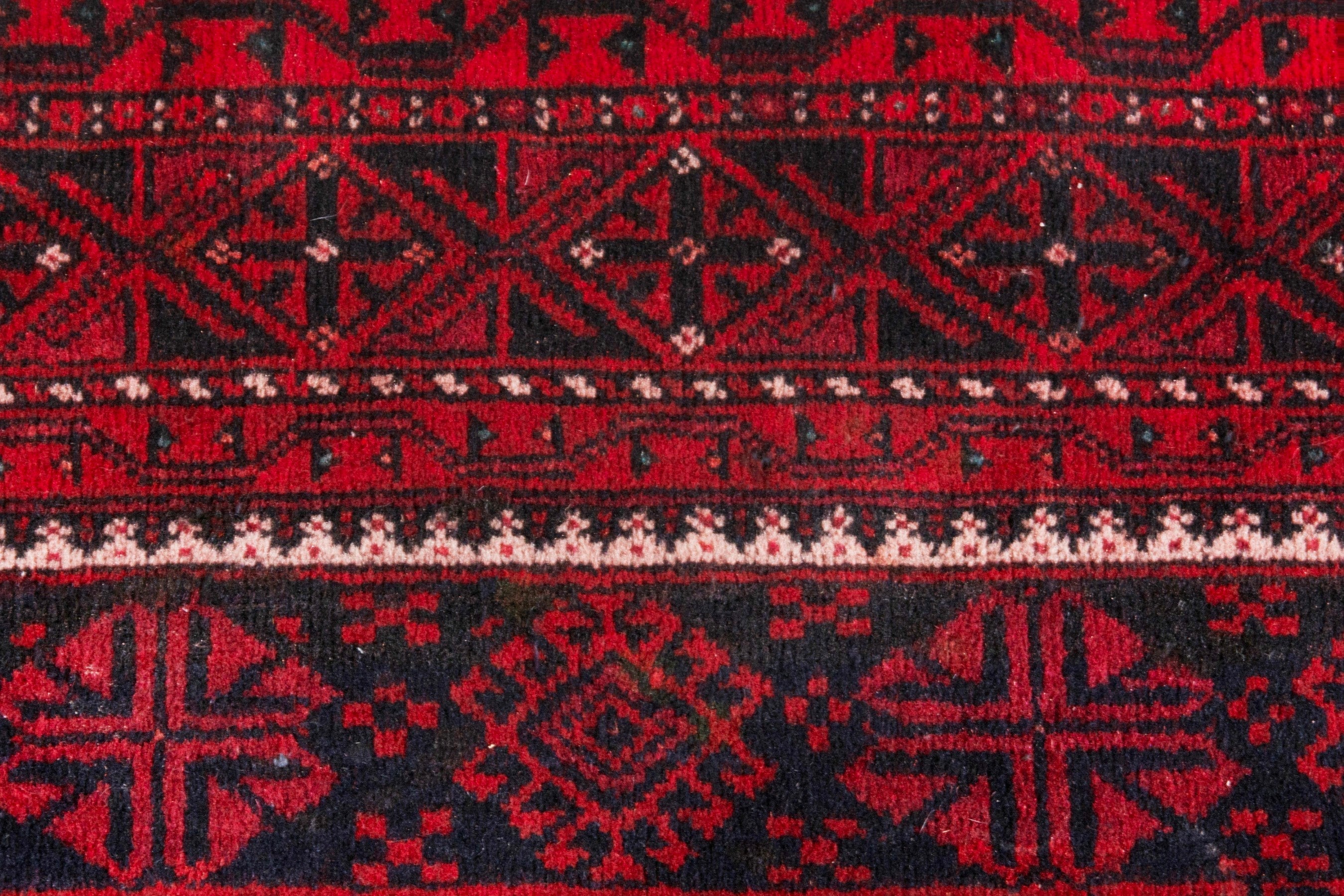 Persian Baluch runner rug in deep red and burgundy, view 15 of 20