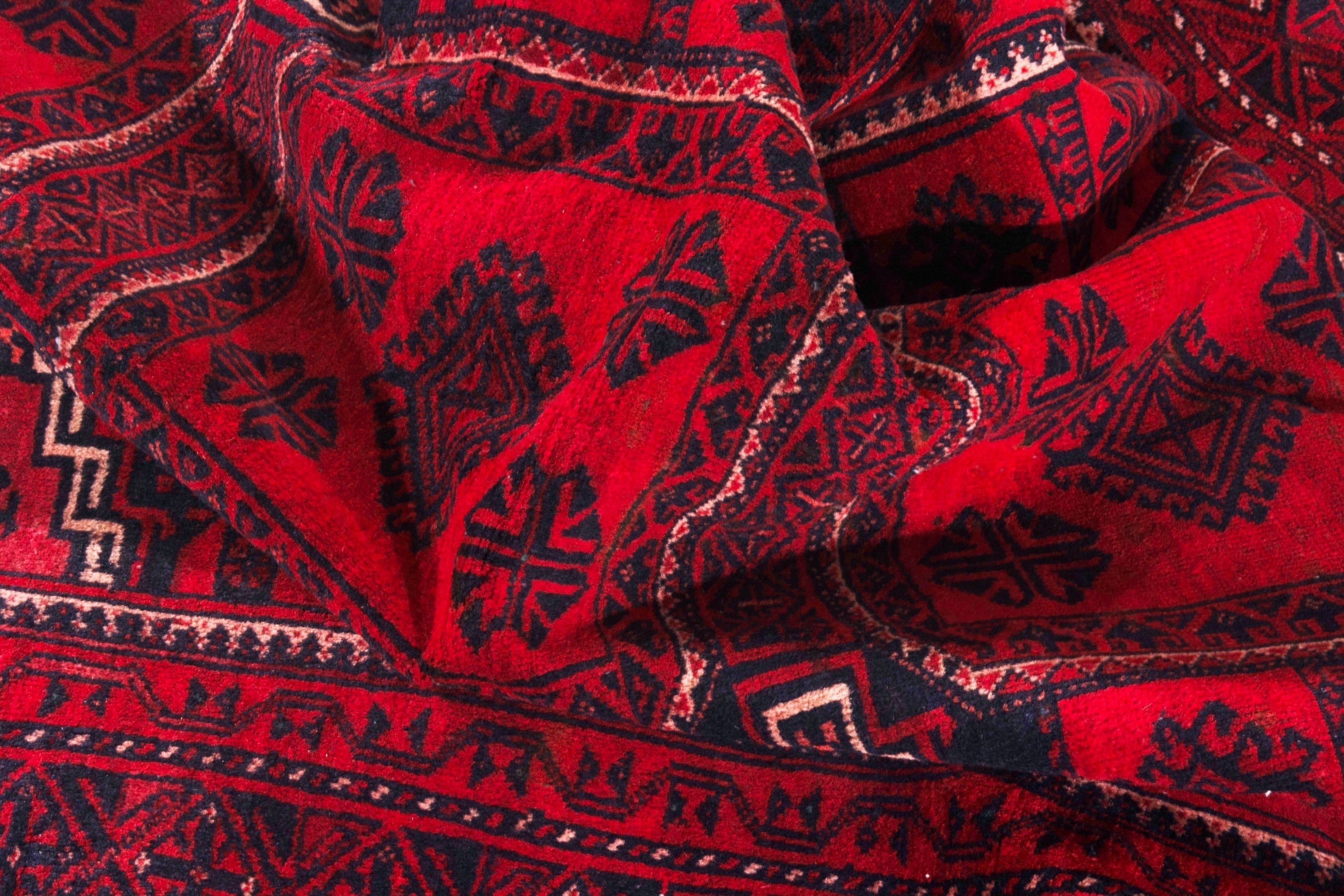 Persian Baluch runner rug in deep red and burgundy, view 16 of 20