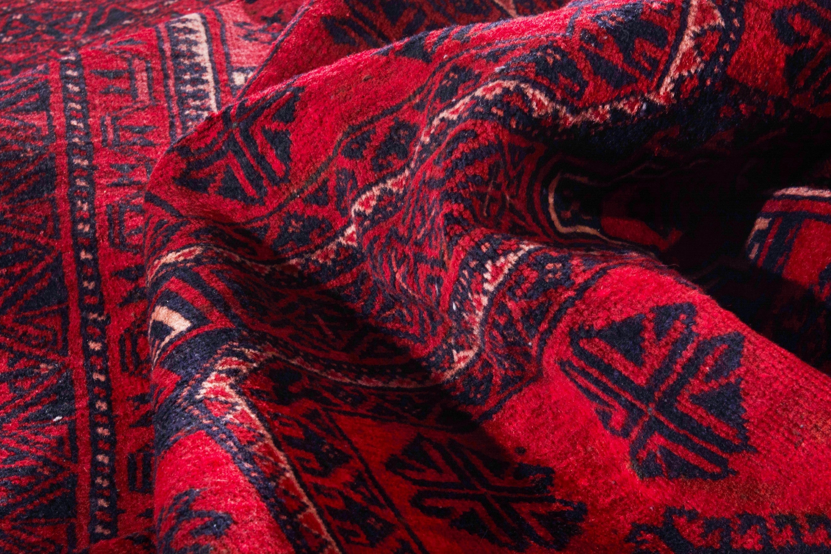 Persian Baluch runner rug in deep red and burgundy, view 17 of 20