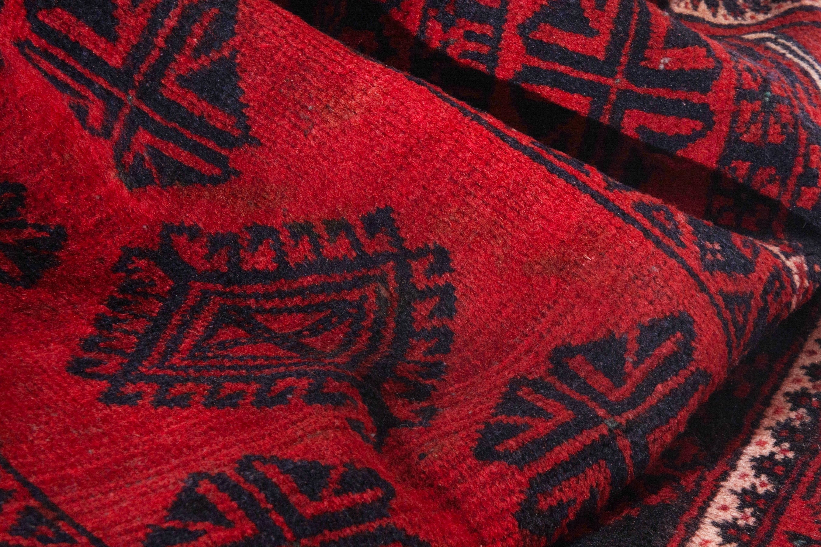 Persian Baluch runner rug in deep red and burgundy, view 18 of 20
