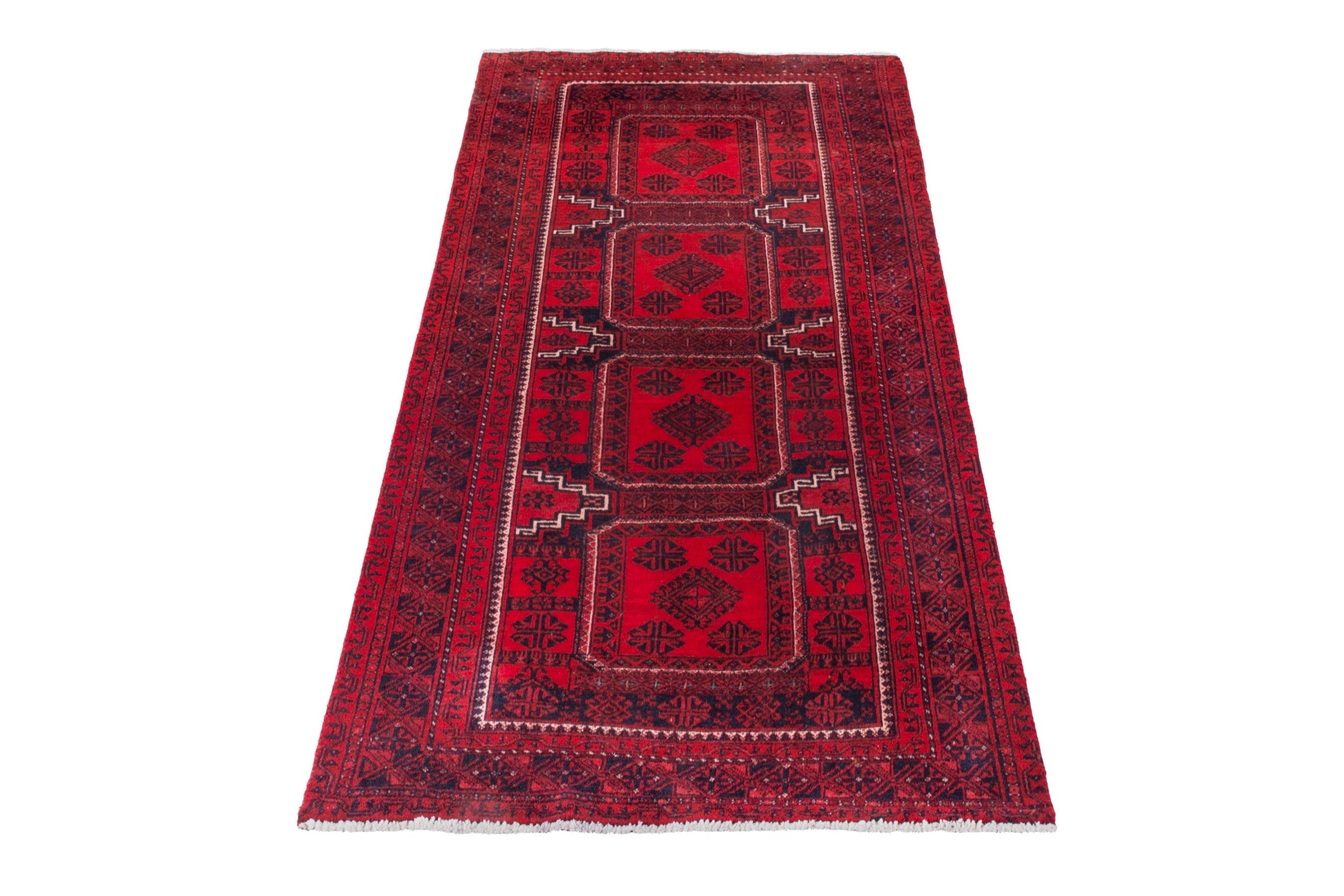 Persian Baluch runner rug in deep red and burgundy, view 2 of 20