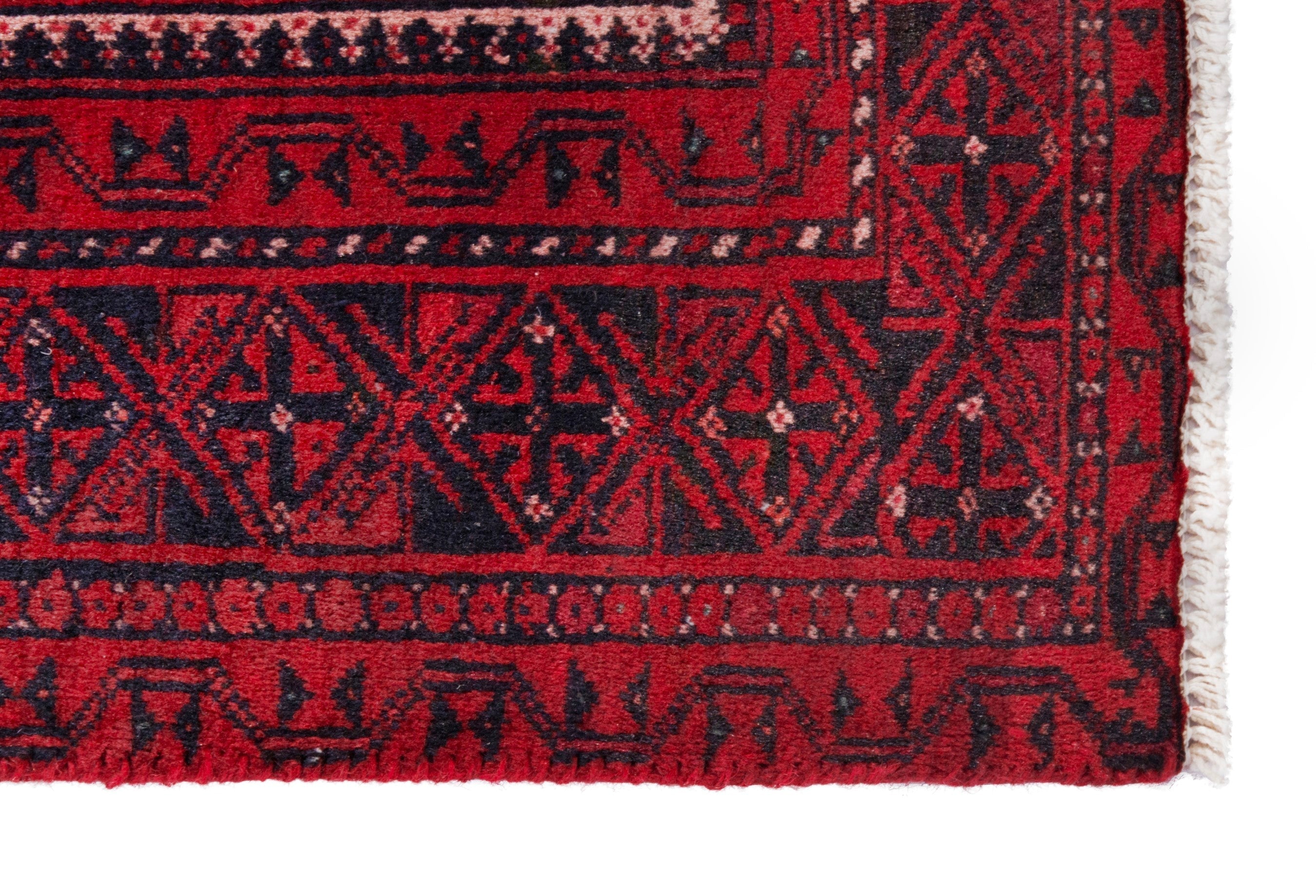 Persian Baluch runner rug in deep red and burgundy, view 5 of 20