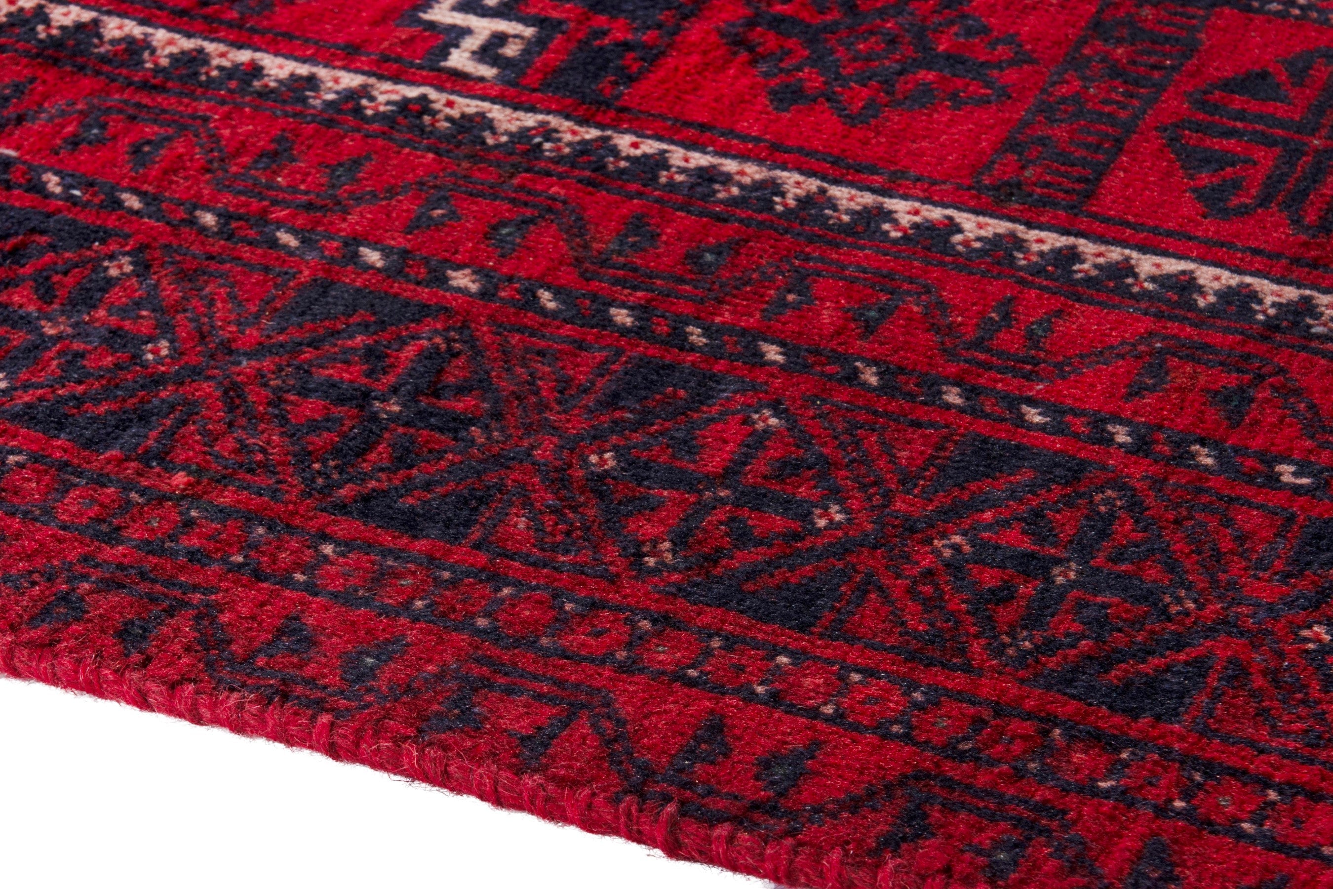 Persian Baluch runner rug in deep red and burgundy, view 8 of 20