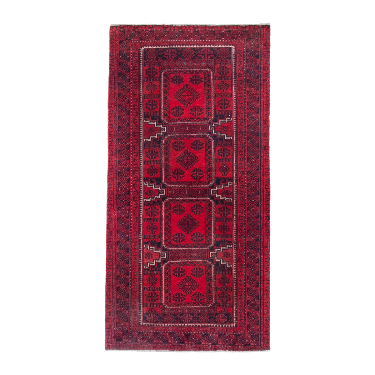 Persian Baluch runner rug in deep red and burgundy, 3'5" x 6'11"