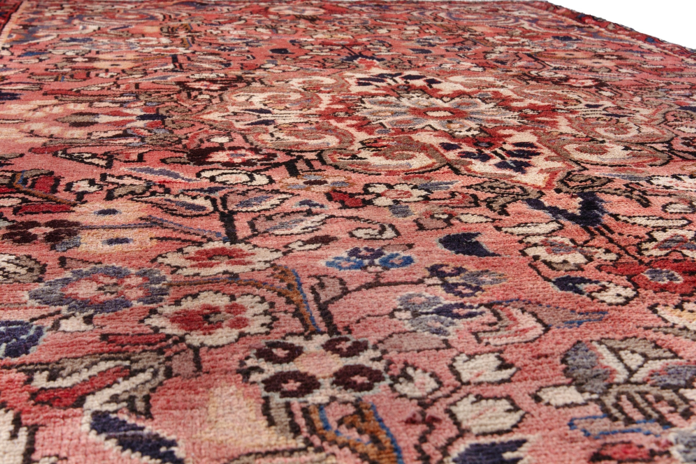 Persian Hamedan runner rug in deep red and cream, view 10 of 21
