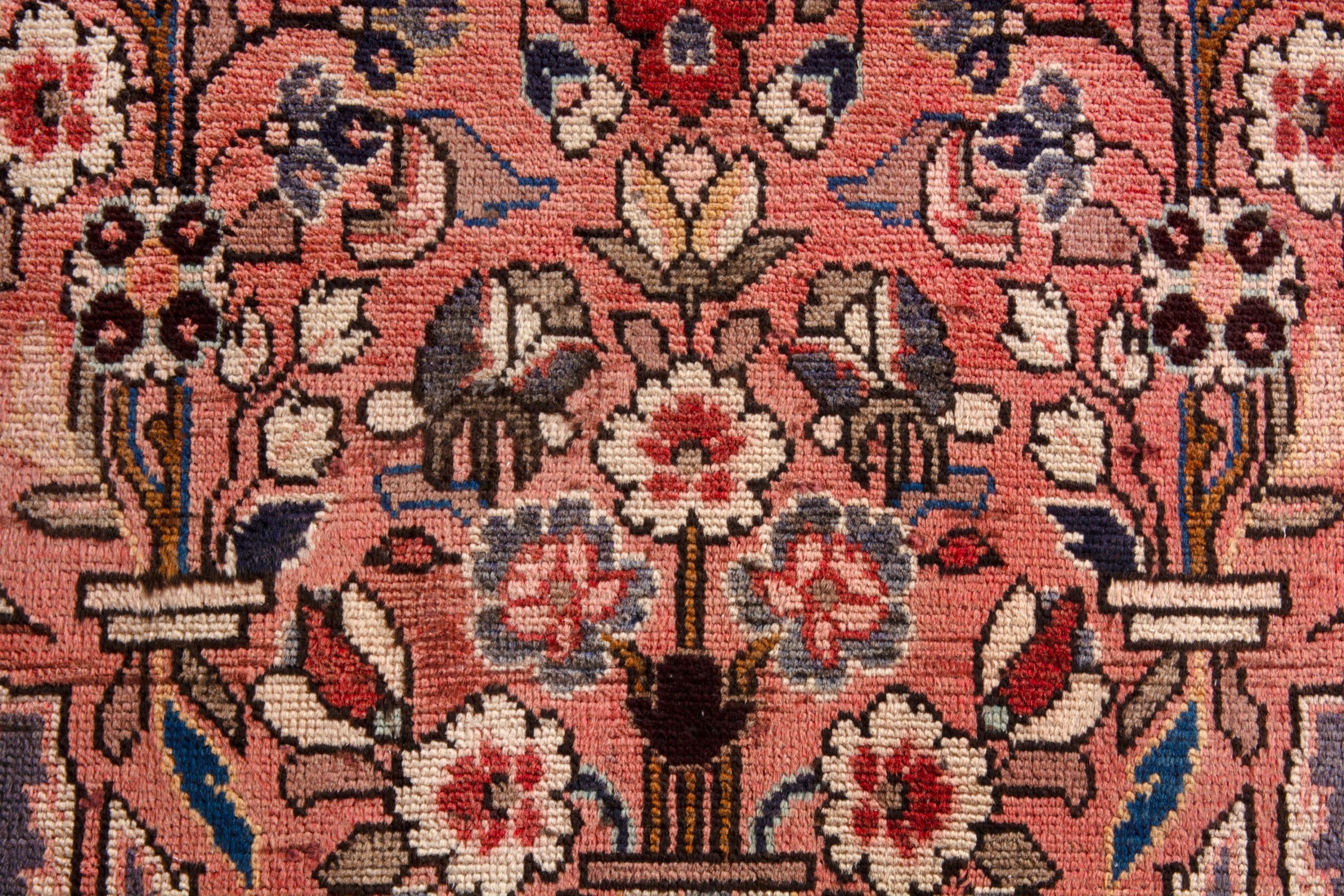 Persian Hamedan runner rug in deep red and cream, view 11 of 21