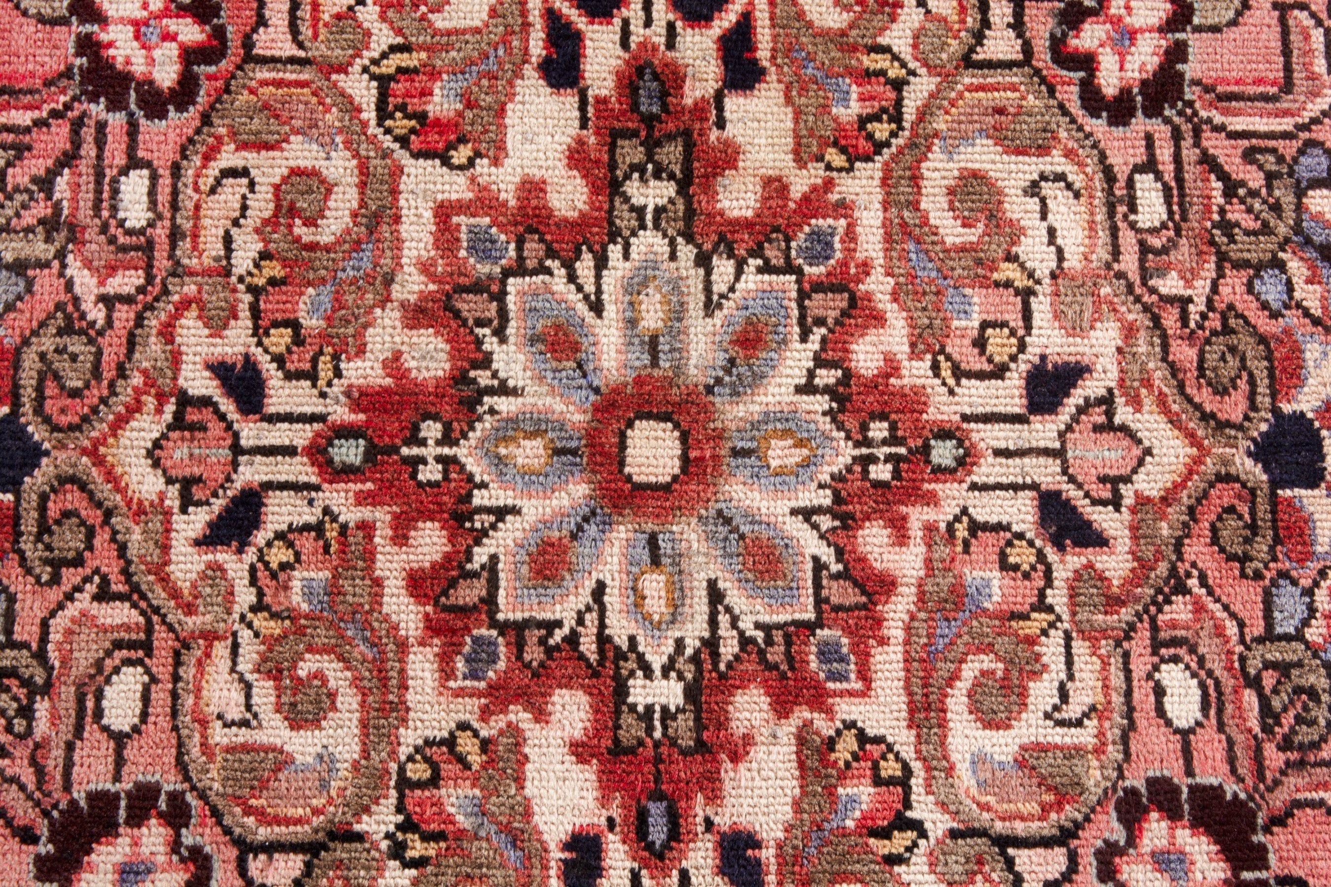 Persian Hamedan runner rug in deep red and cream, view 12 of 21