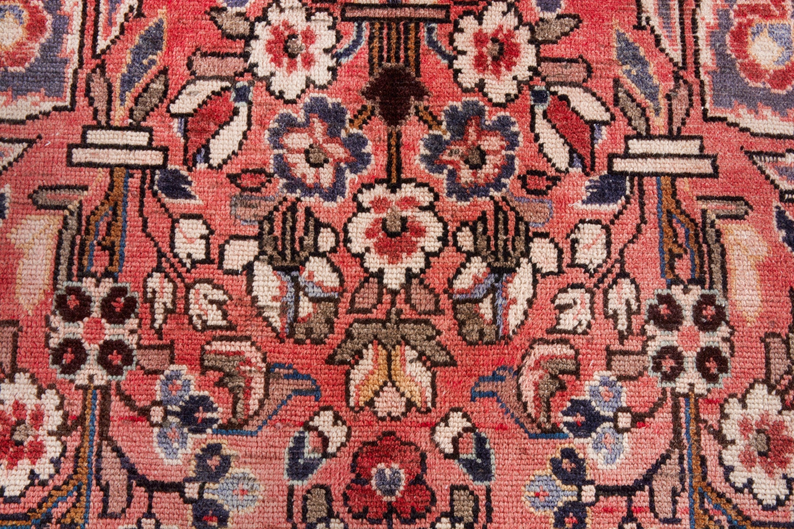 Persian Hamedan runner rug in deep red and cream, view 13 of 21