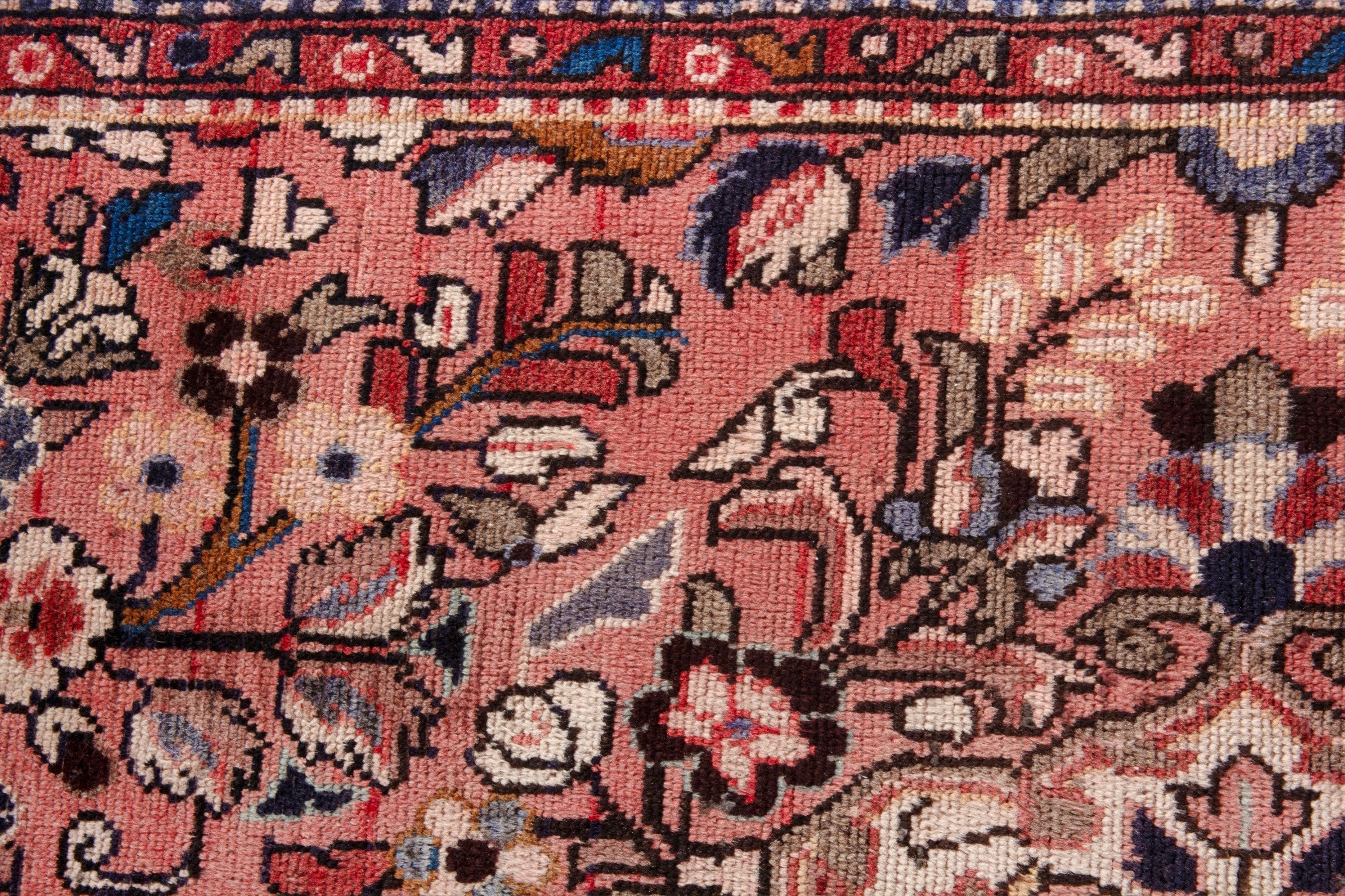 Persian Hamedan runner rug in deep red and cream, view 14 of 21