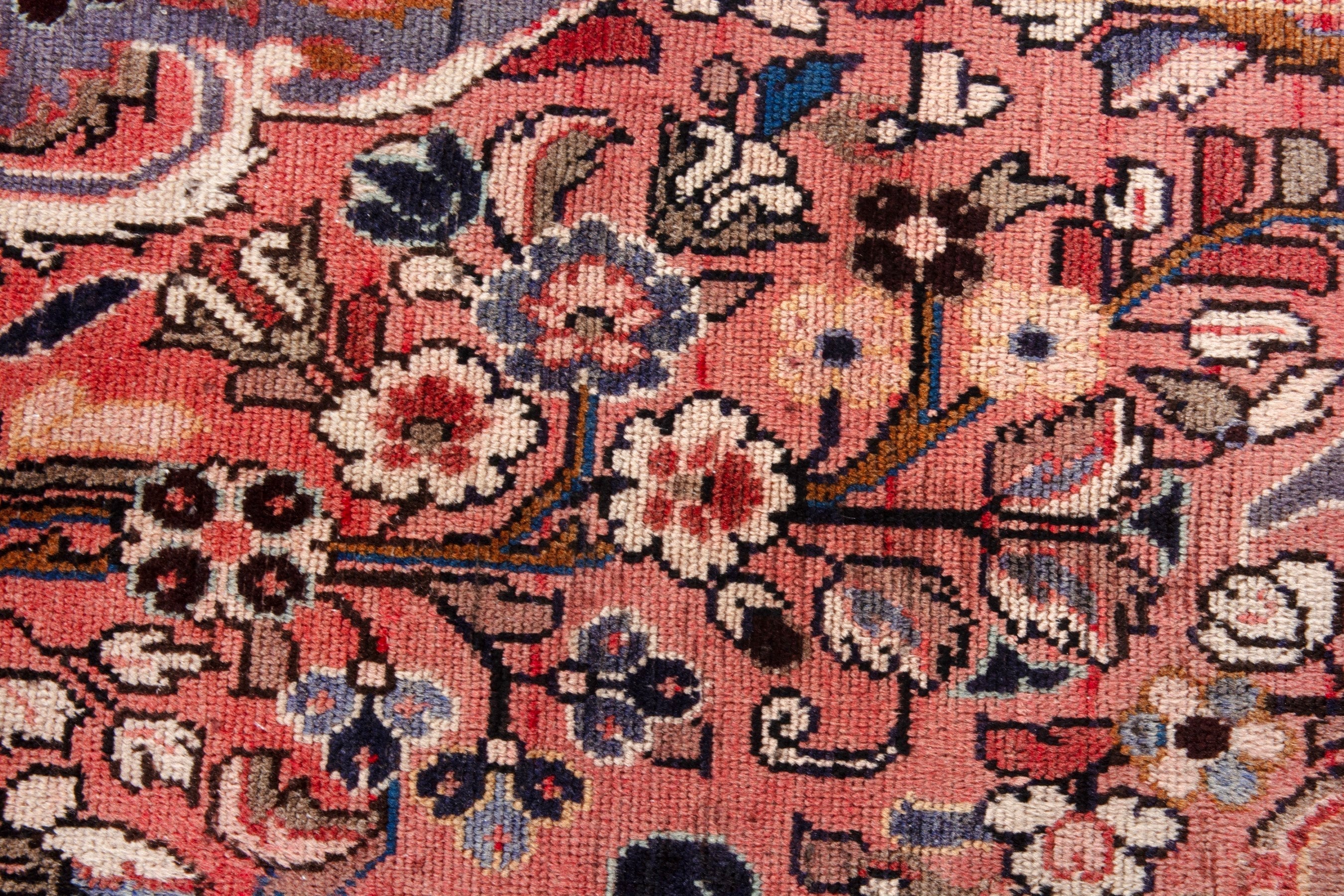Persian Hamedan runner rug in deep red and cream, view 15 of 21