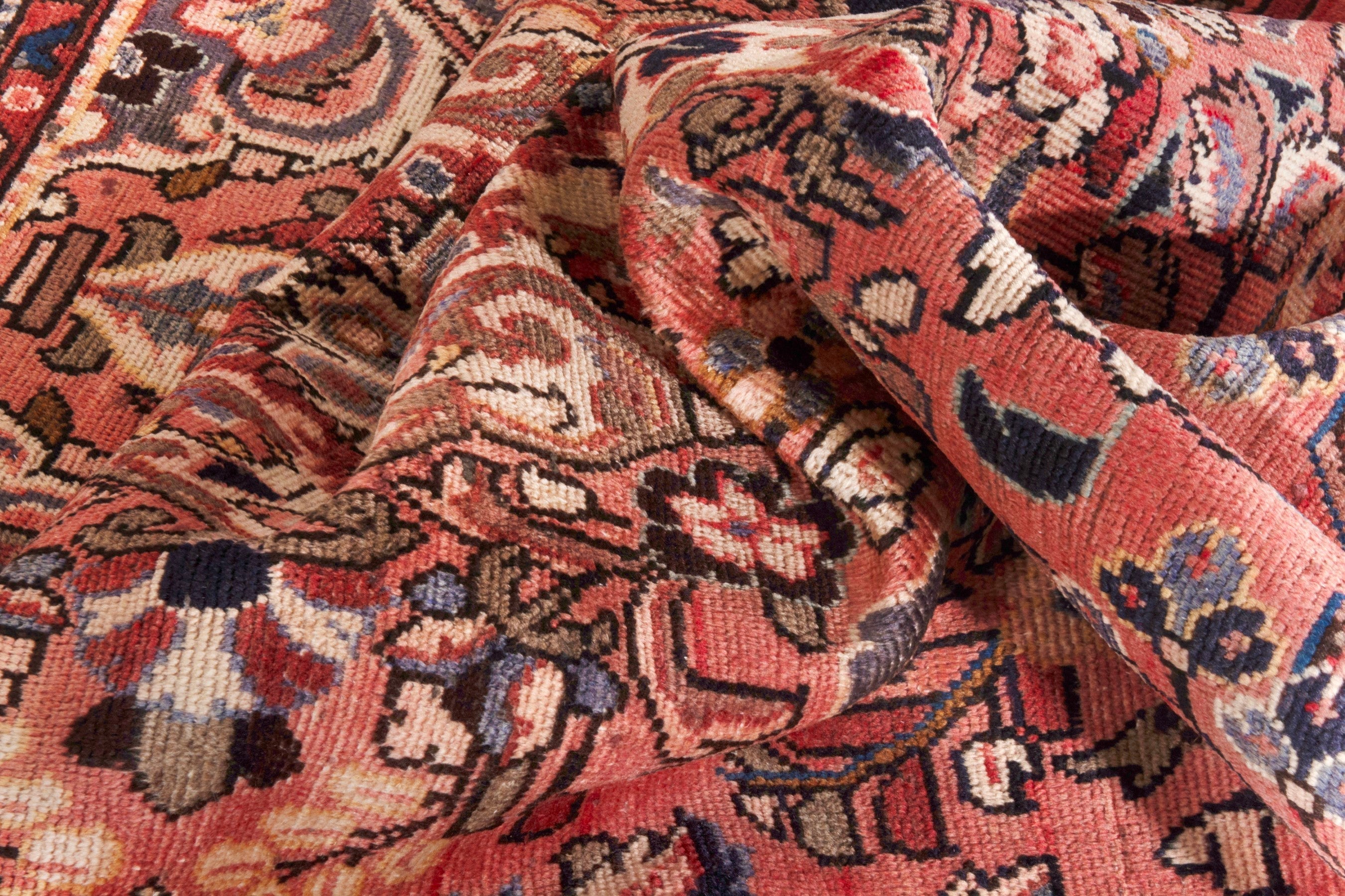 Persian Hamedan runner rug in deep red and cream, view 17 of 21