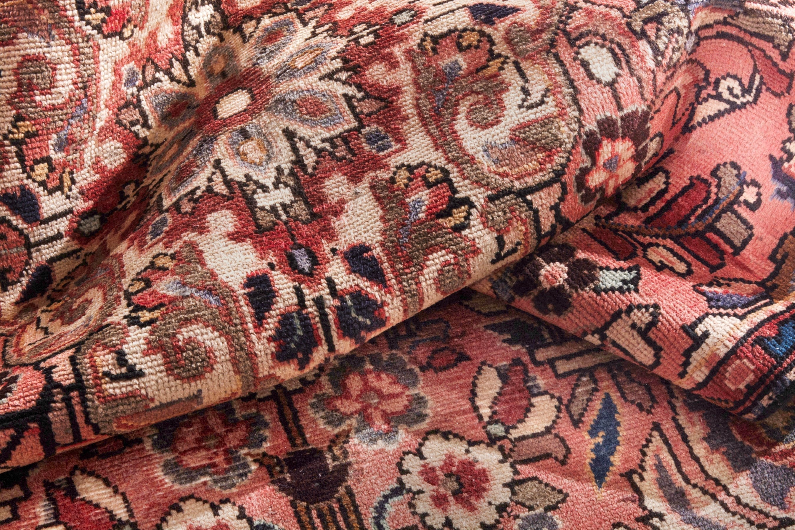 Persian Hamedan runner rug in deep red and cream, view 18 of 21