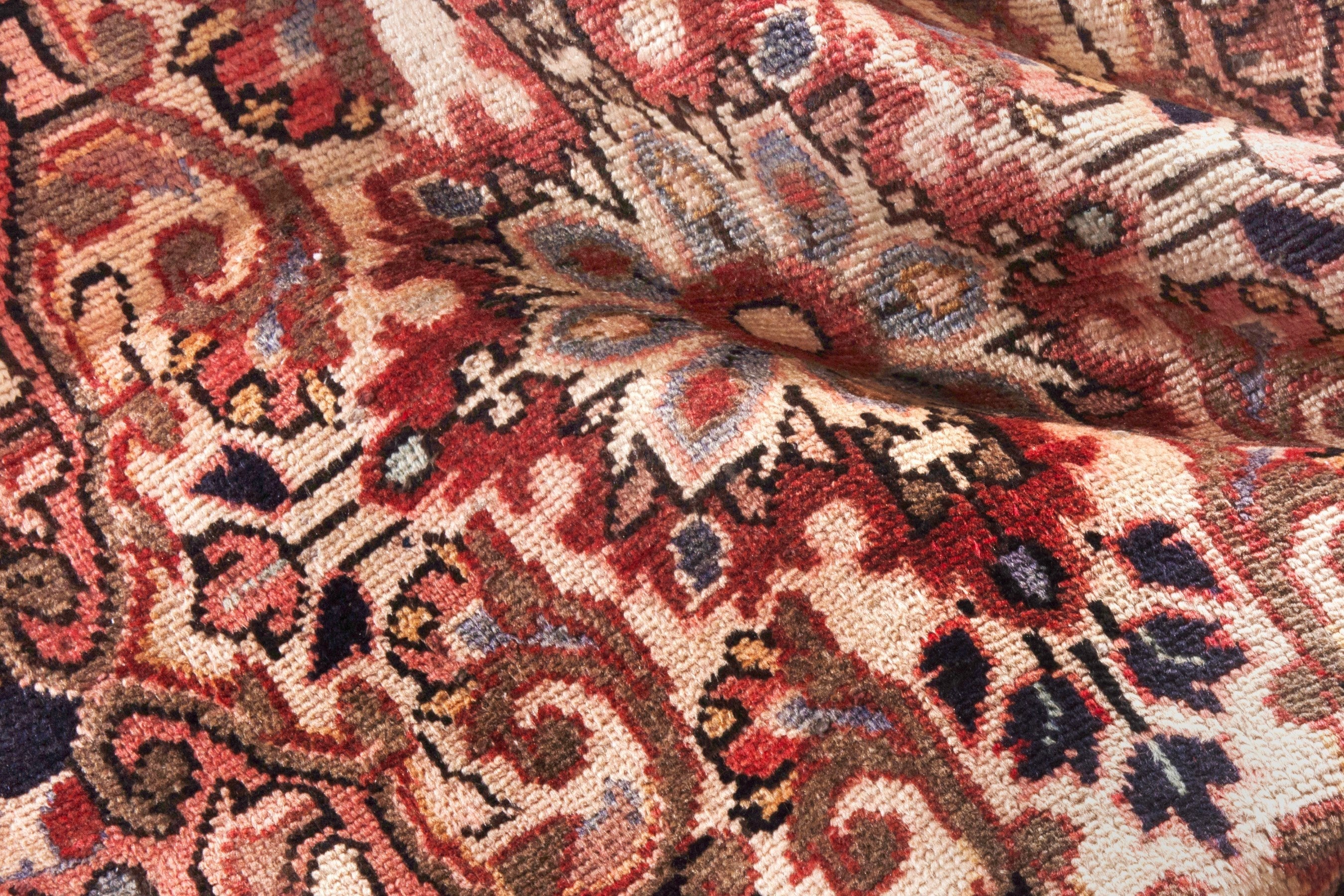 Persian Hamedan runner rug in deep red and cream, view 19 of 21