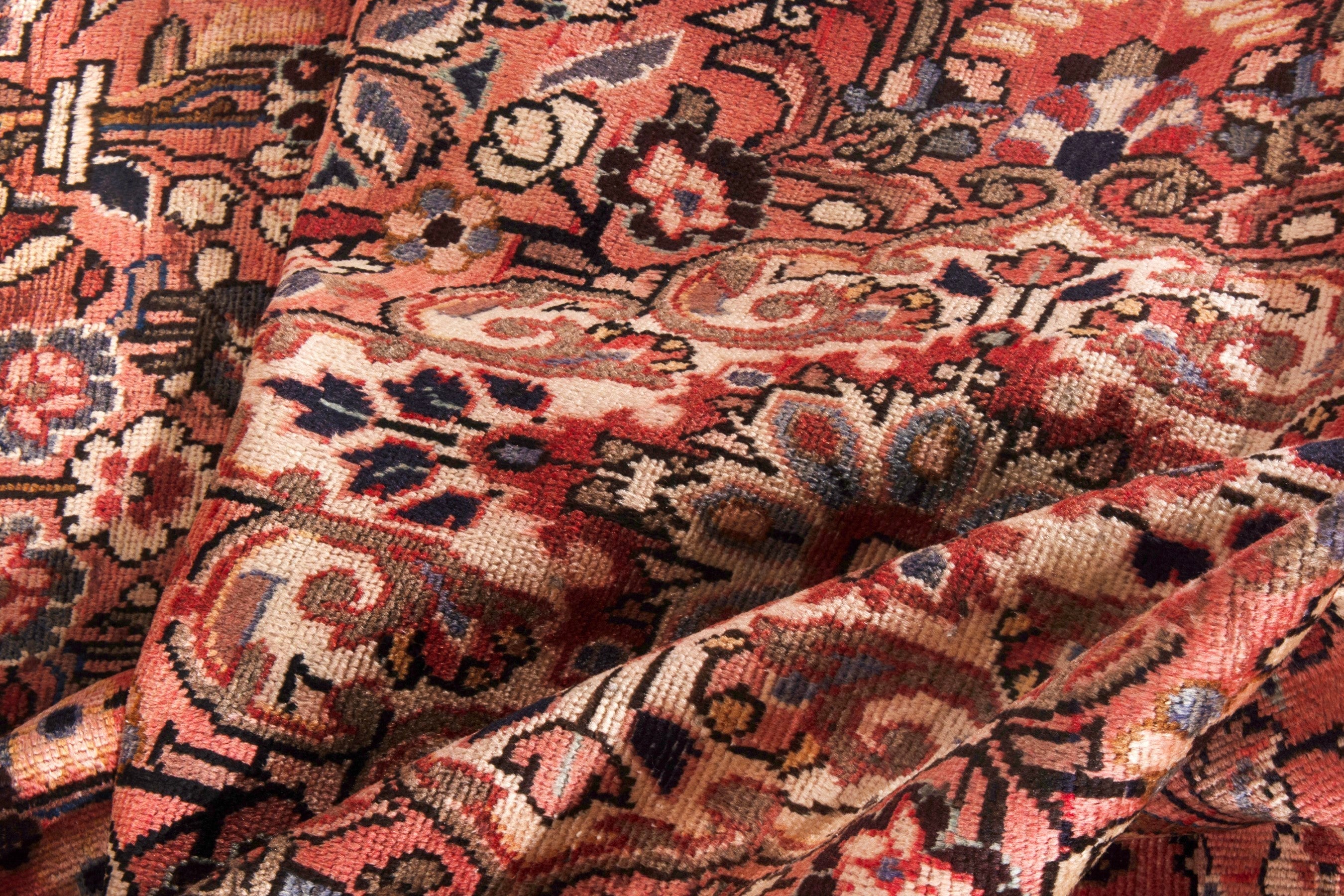 Persian Hamedan runner rug in deep red and cream, view 20 of 21