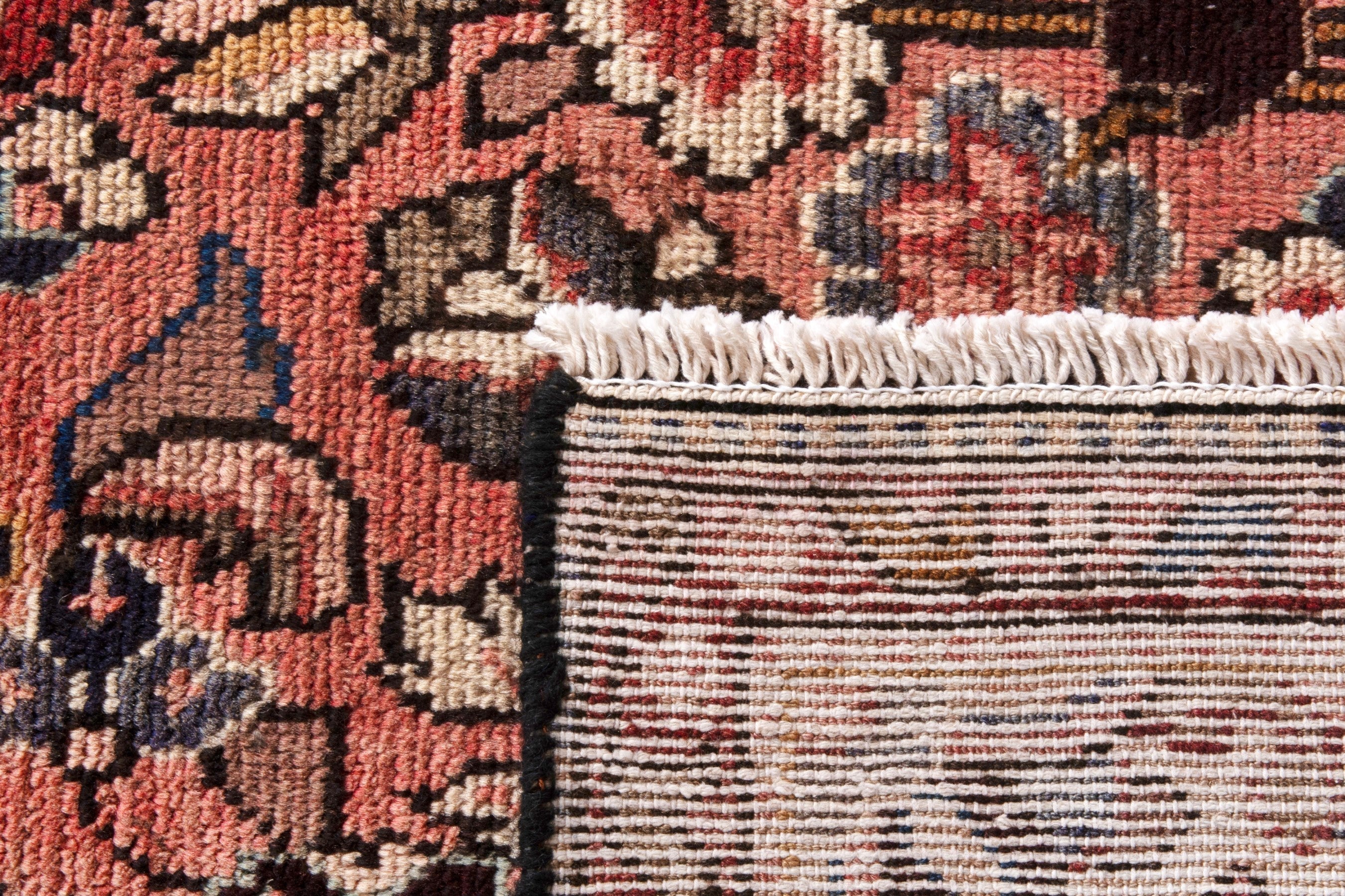 Persian Hamedan runner rug in deep red and cream, view 21 of 21