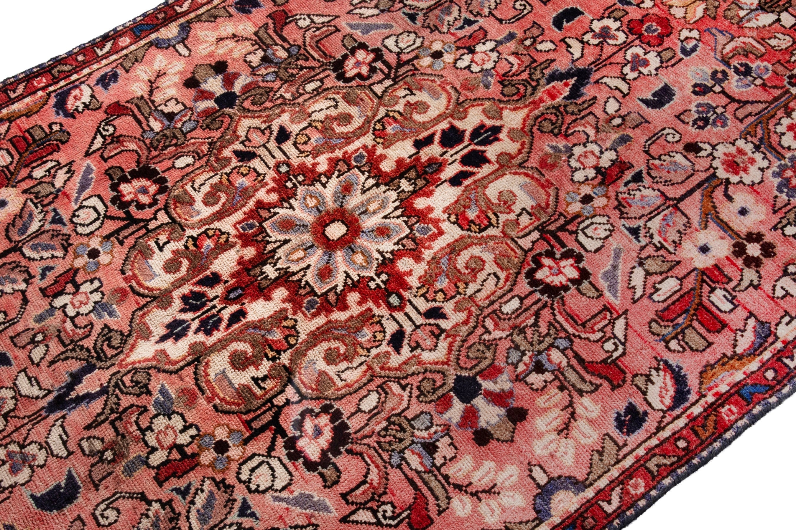 Persian Hamedan runner rug in deep red and cream, view 6 of 21