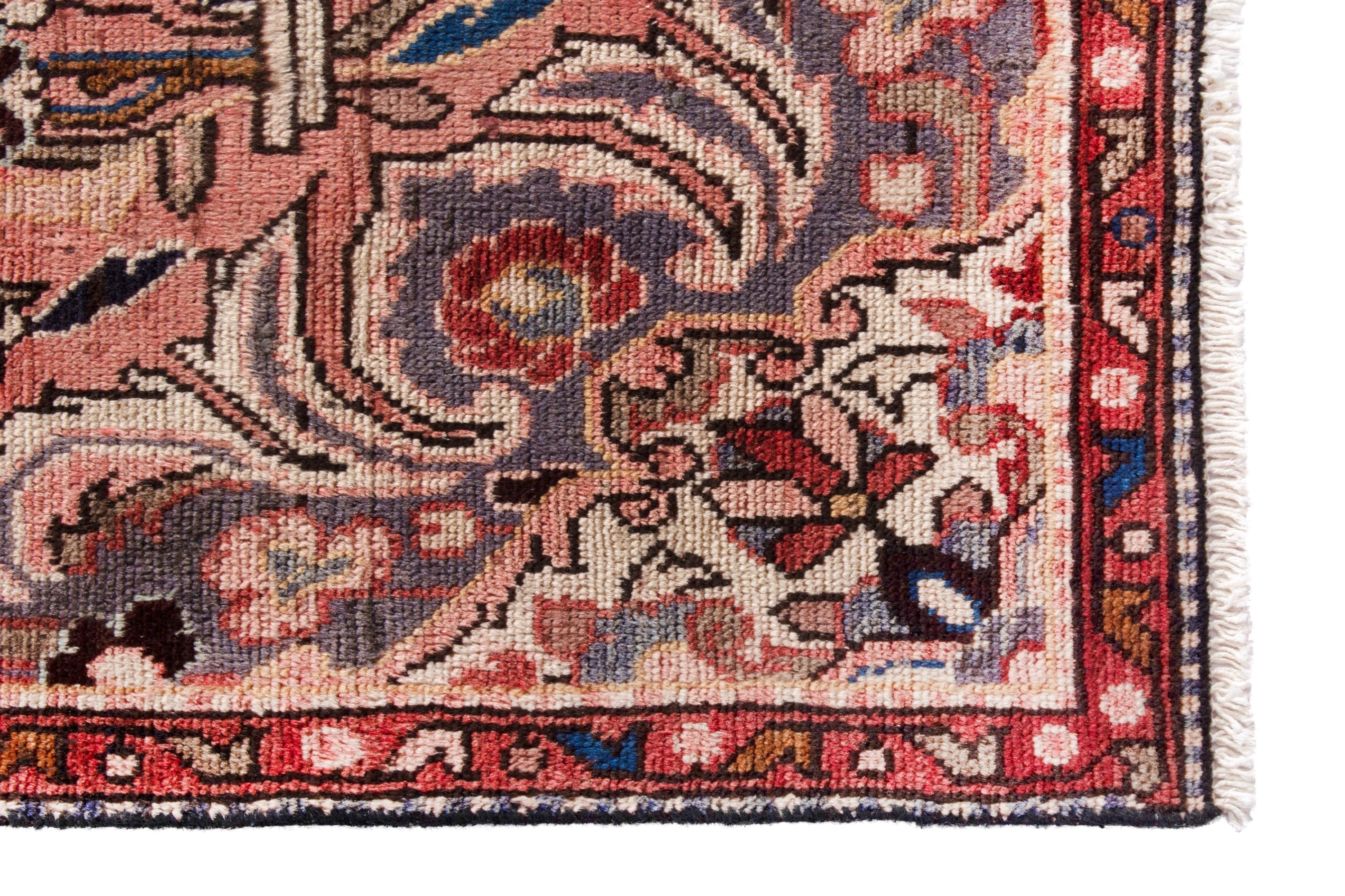Persian Hamedan runner rug in deep red and cream, view 5 of 21
