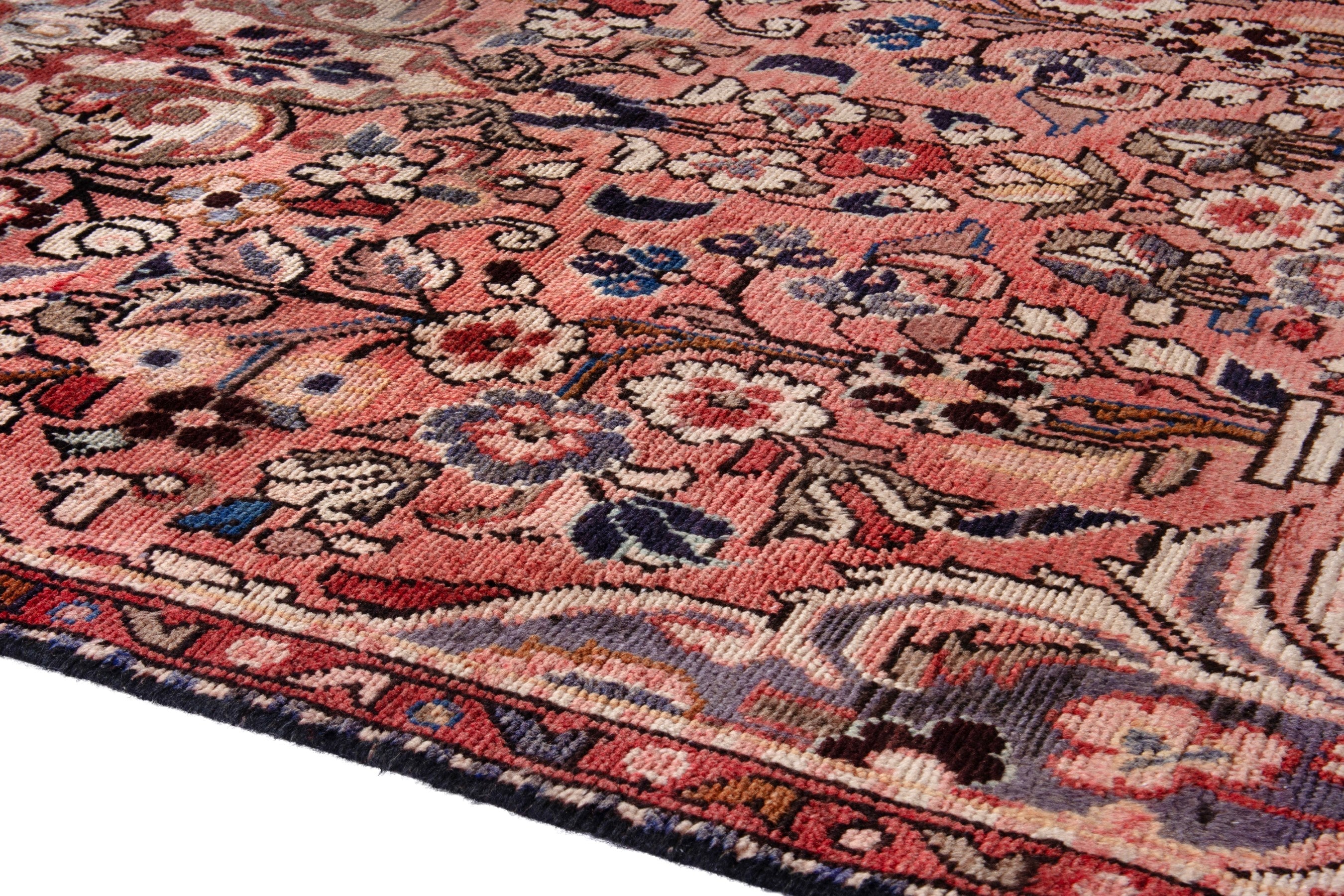 Persian Hamedan runner rug in deep red and cream, view 8 of 21