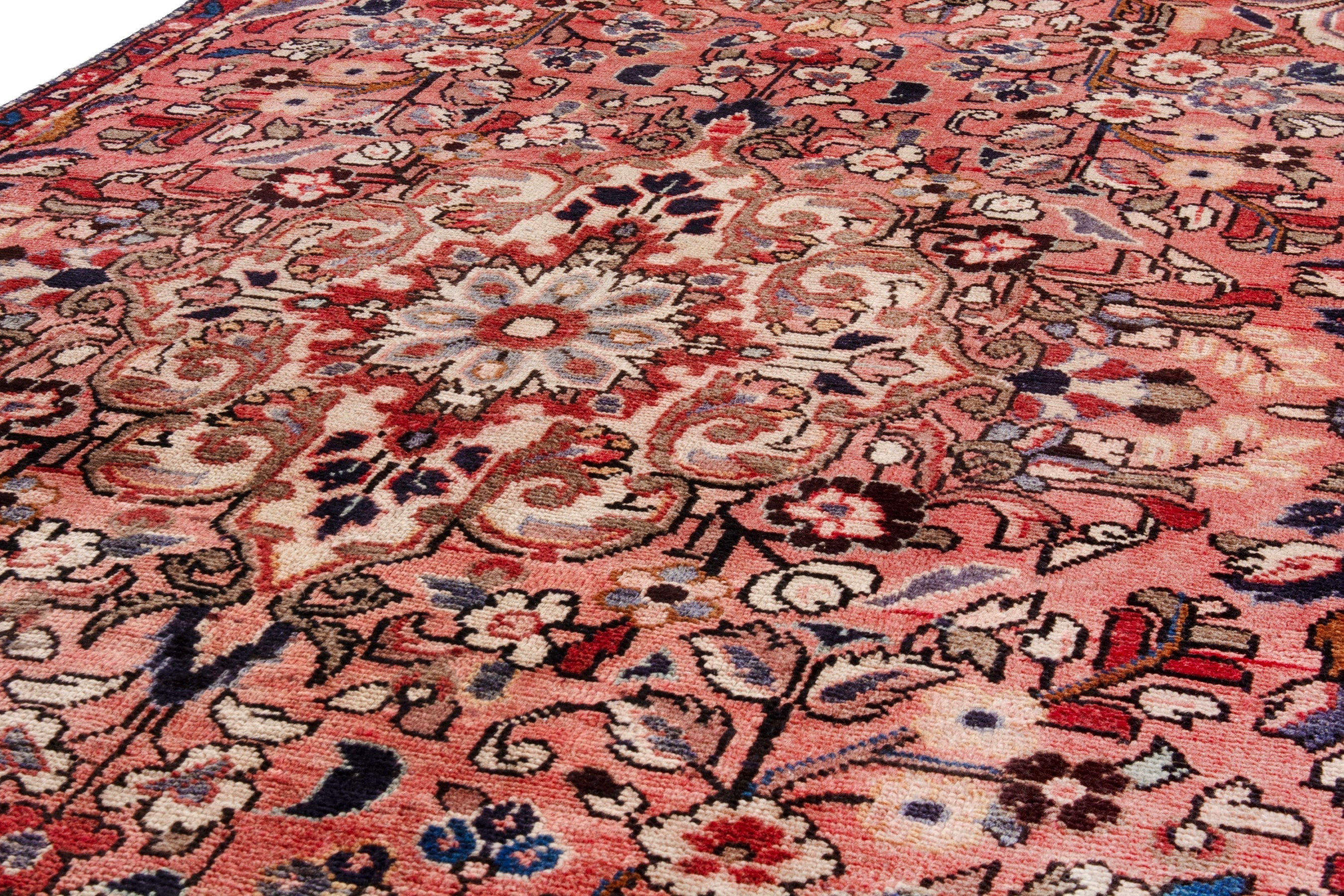 Persian Hamedan runner rug in deep red and cream, view 9 of 21
