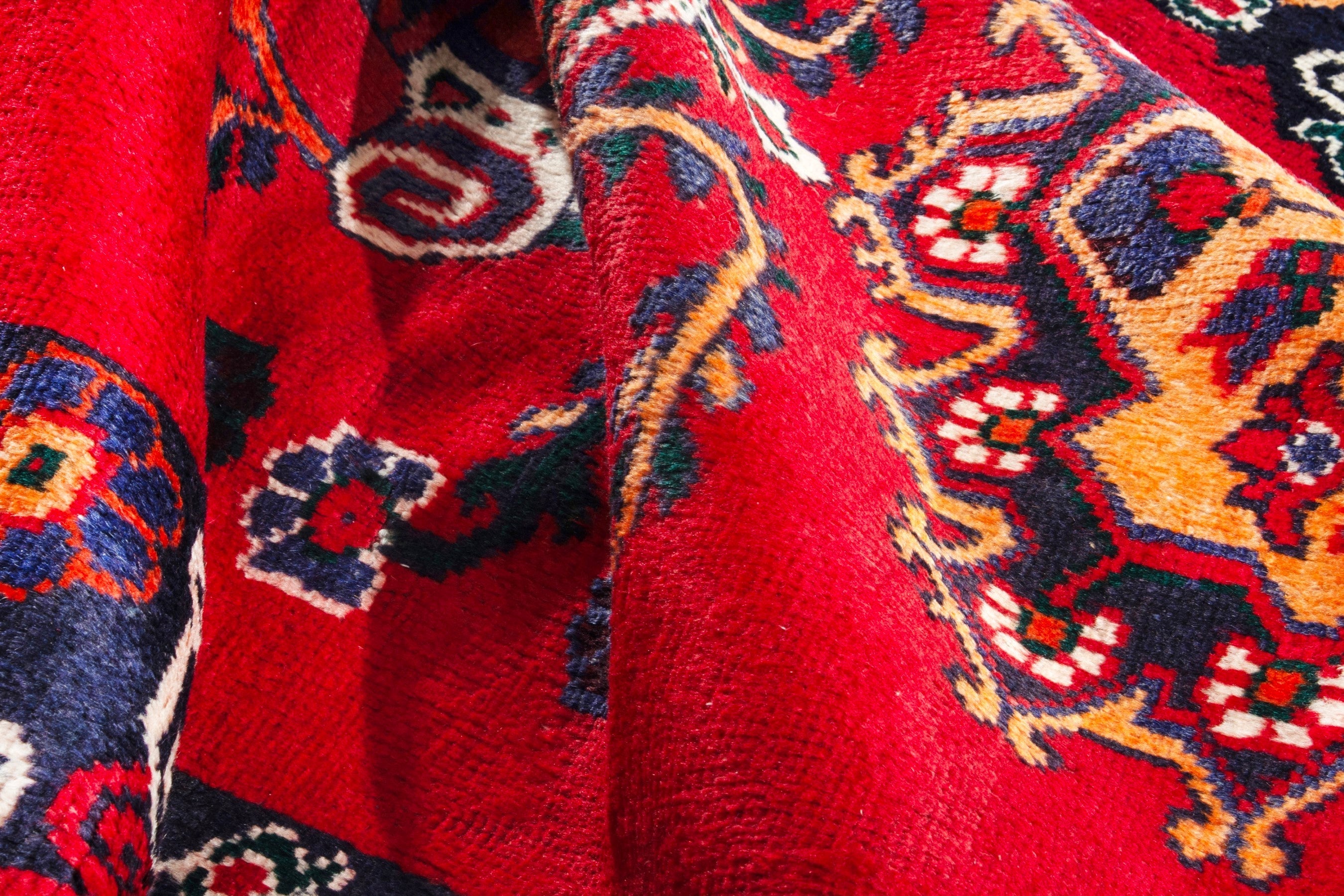 Persian Ferdos area rug in deep red and burgundy, view 16 of 18
