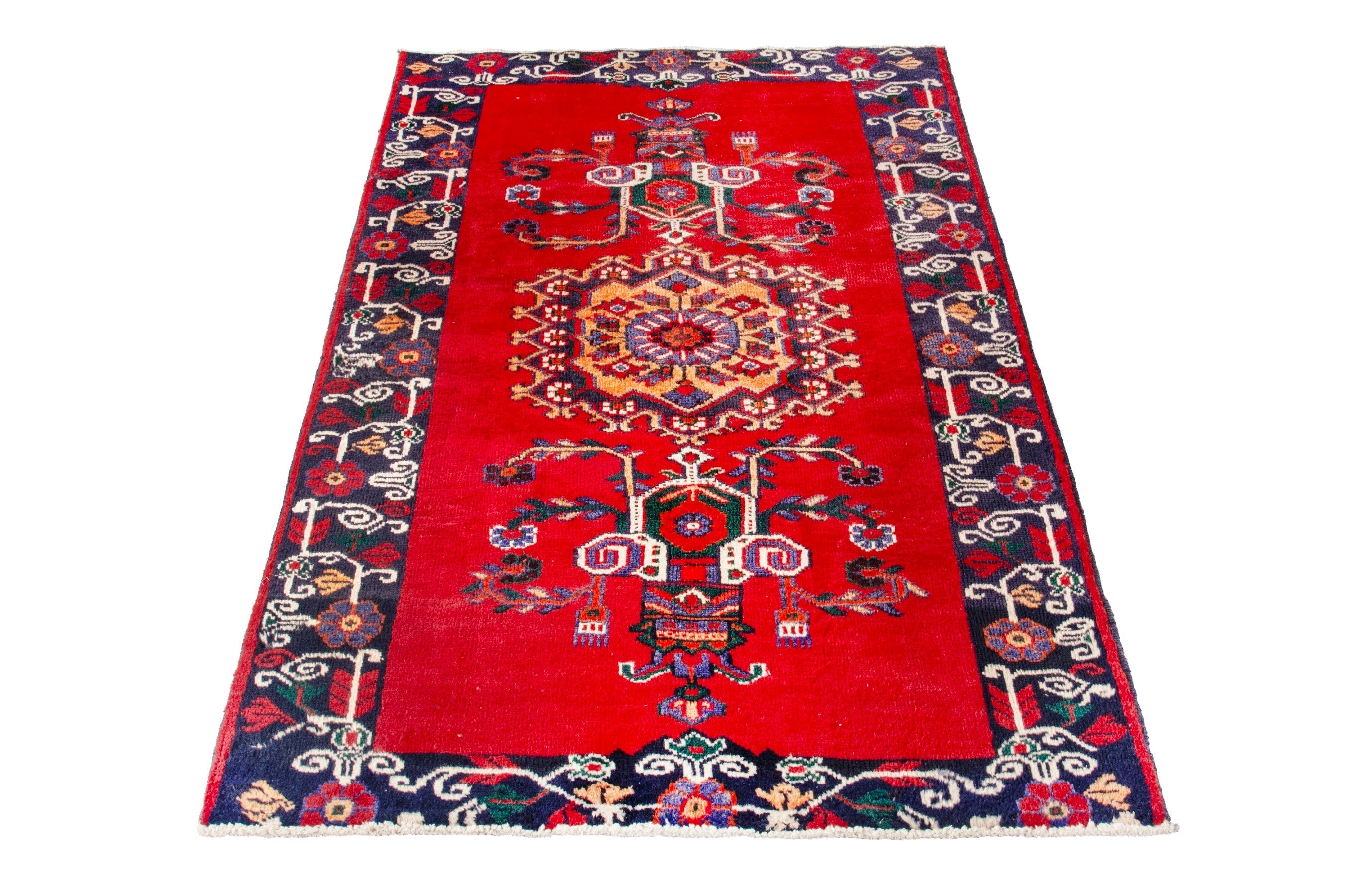 Persian Ferdos area rug in deep red and burgundy, view 3 of 18