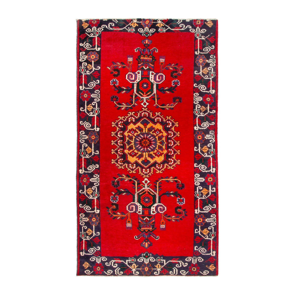 Persian Ferdos area rug in deep red and burgundy, 4'2" x 7'9"