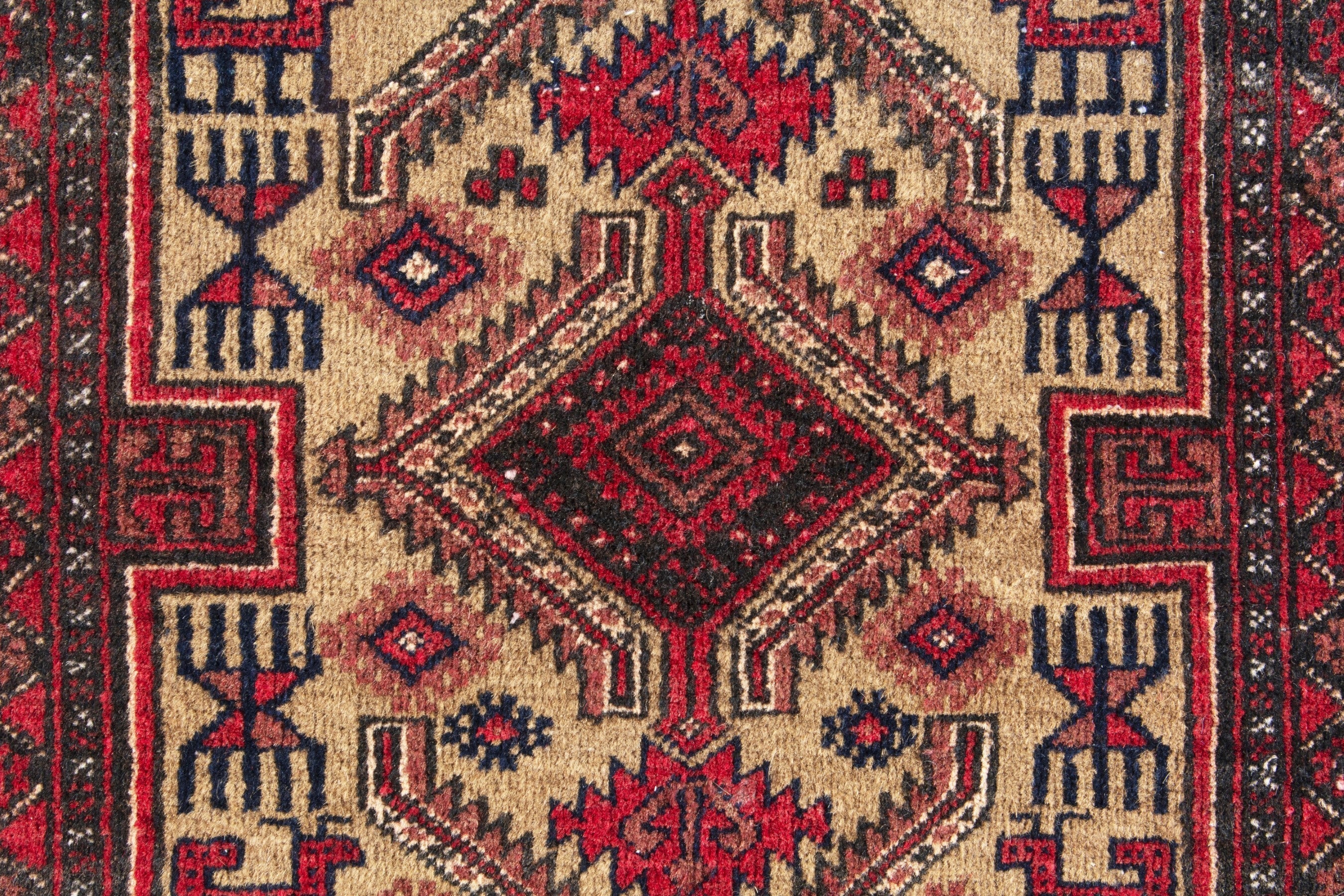 Persian Baluch runner rug in deep red and burgundy, view 11 of 17