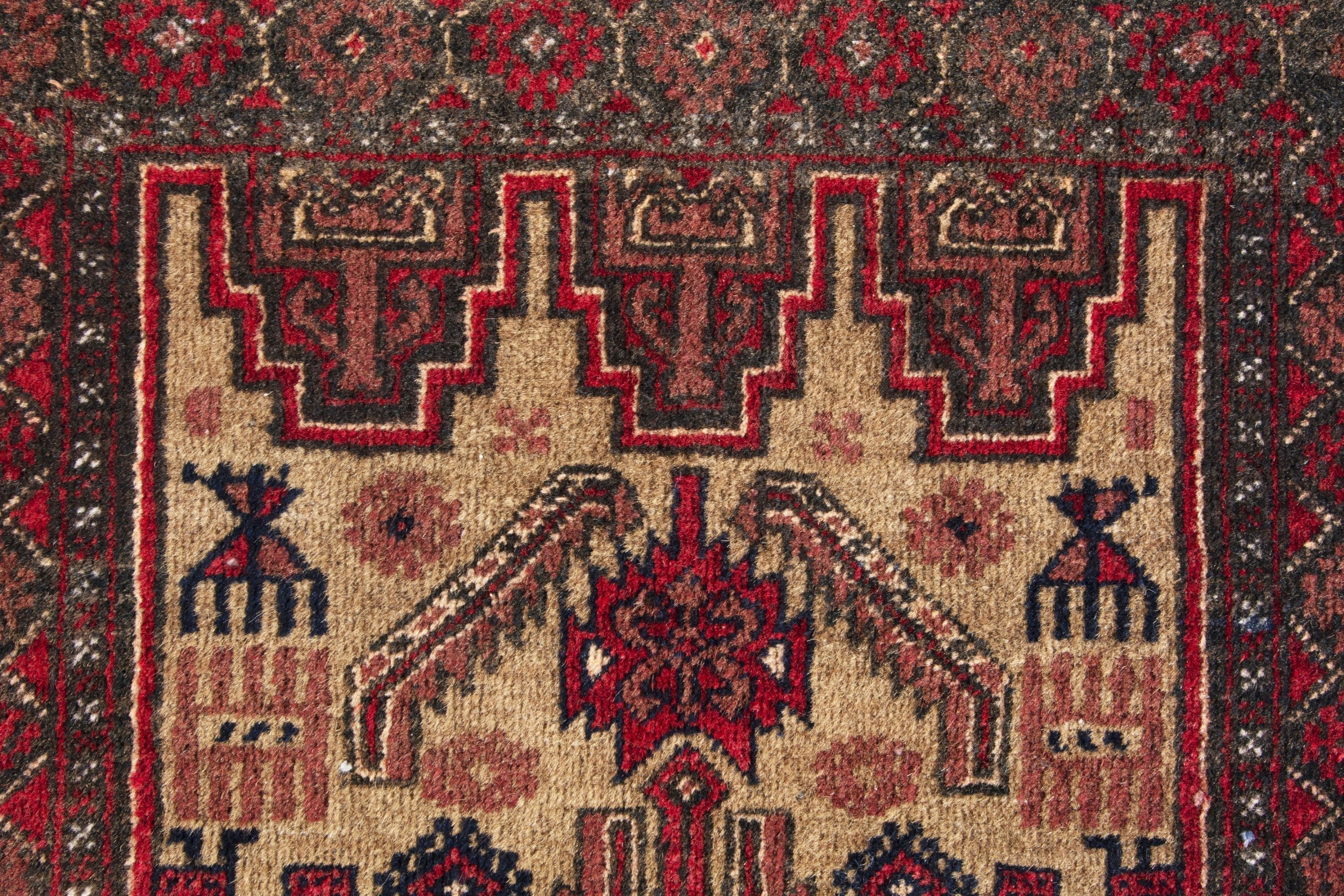 Persian Baluch runner rug in deep red and burgundy, view 13 of 17