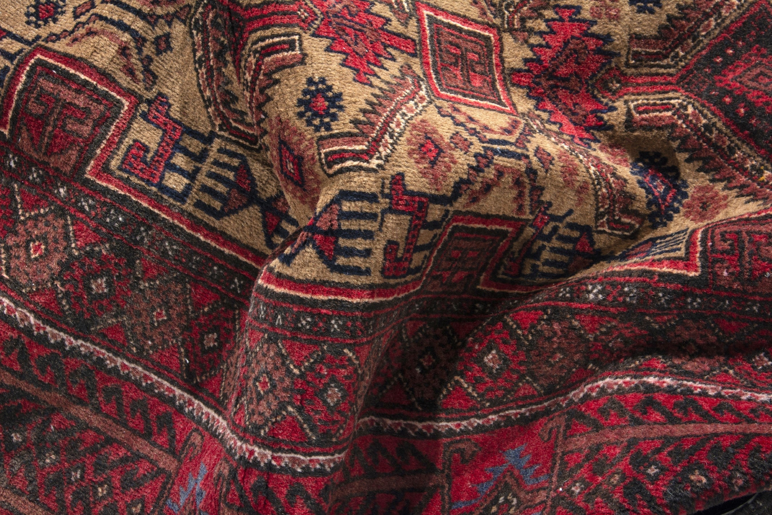 Persian Baluch runner rug in deep red and burgundy, view 15 of 17