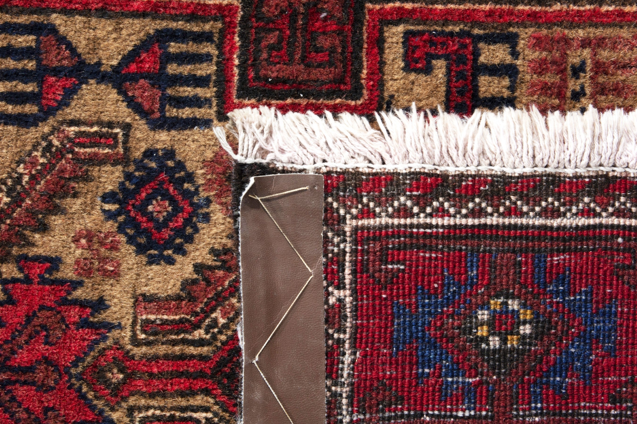 Persian Baluch runner rug in deep red and burgundy, view 17 of 17