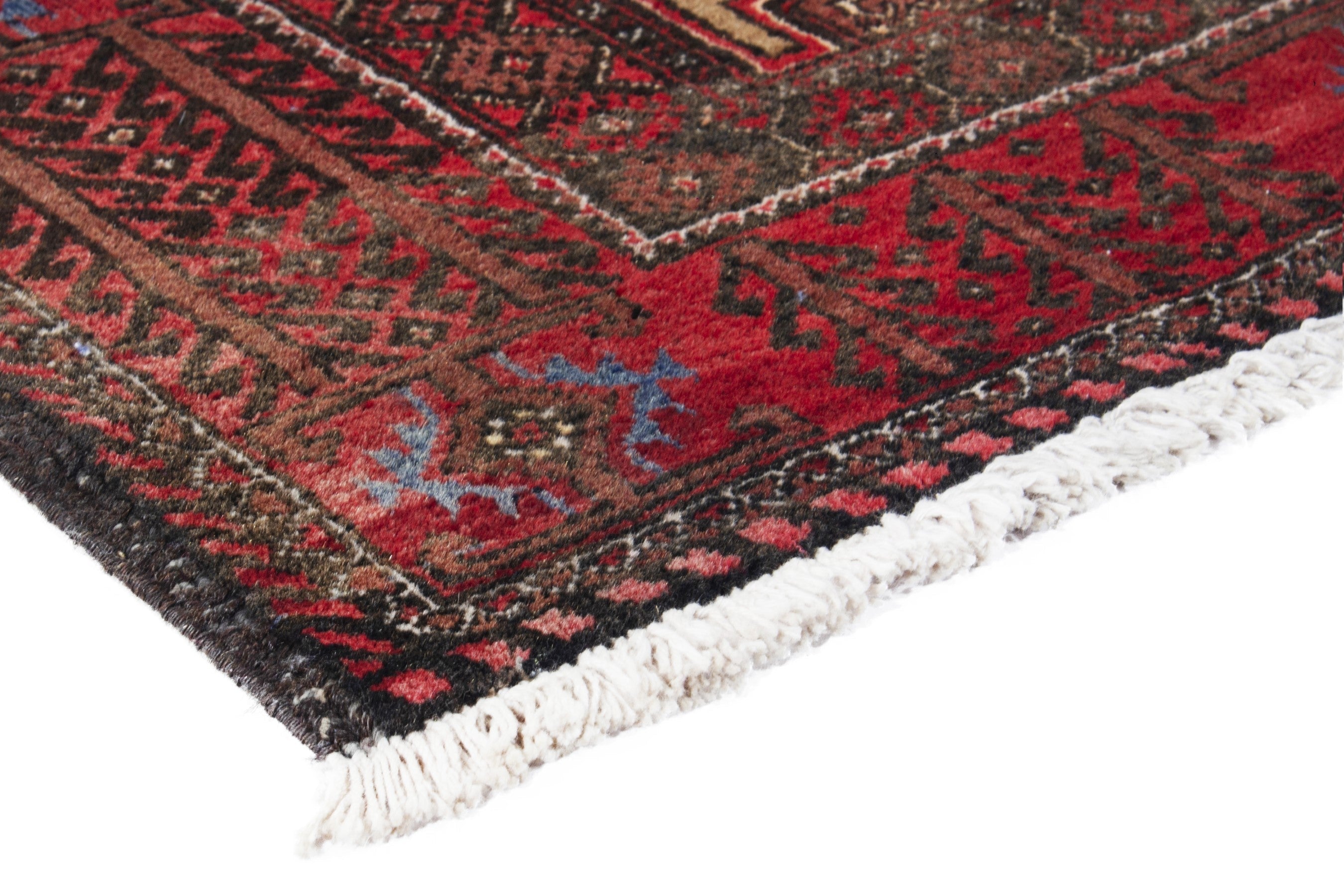Persian Baluch runner rug in deep red and burgundy, view 4 of 17