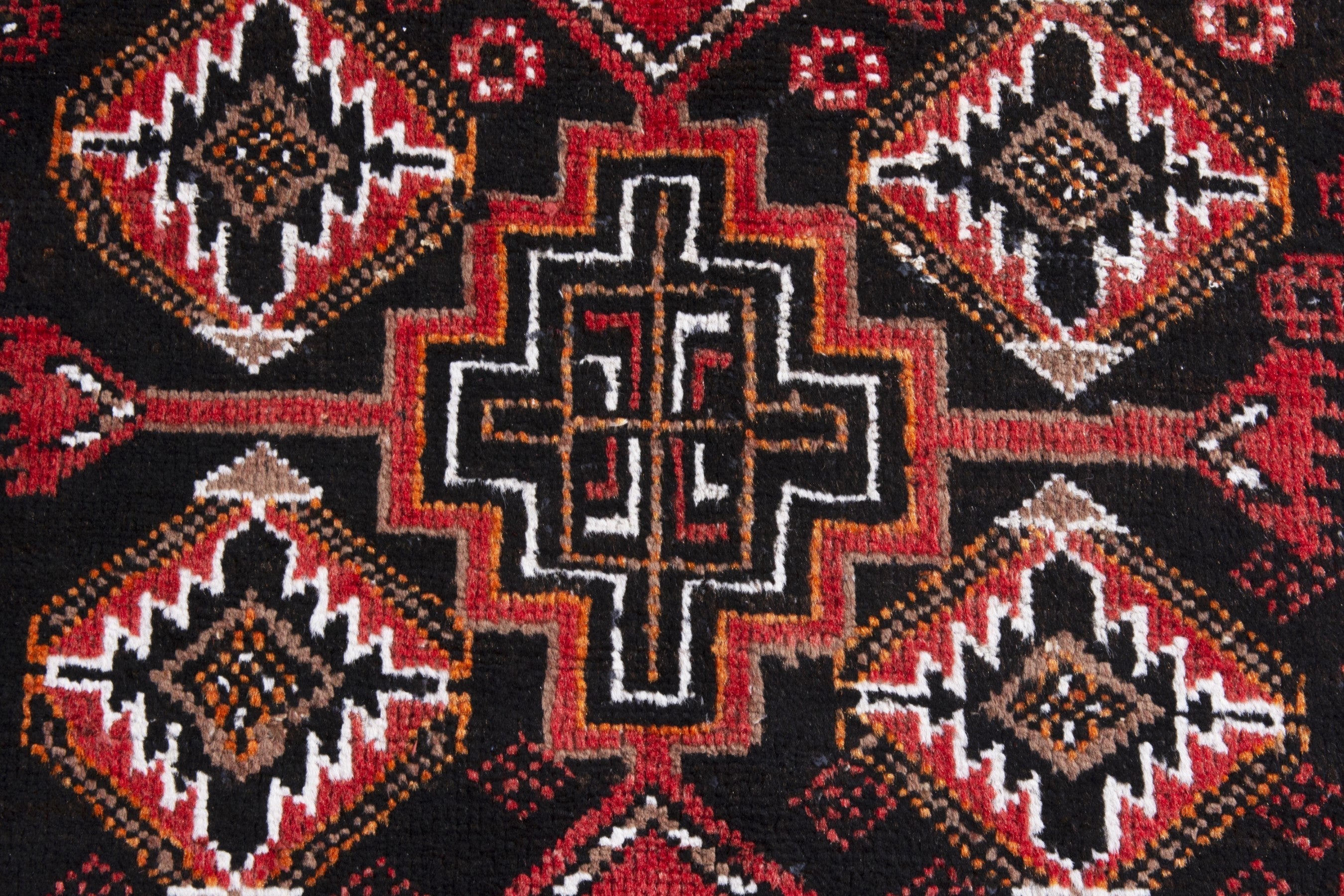 Persian Baluch accent rug in deep red and burgundy, view 10 of 18
