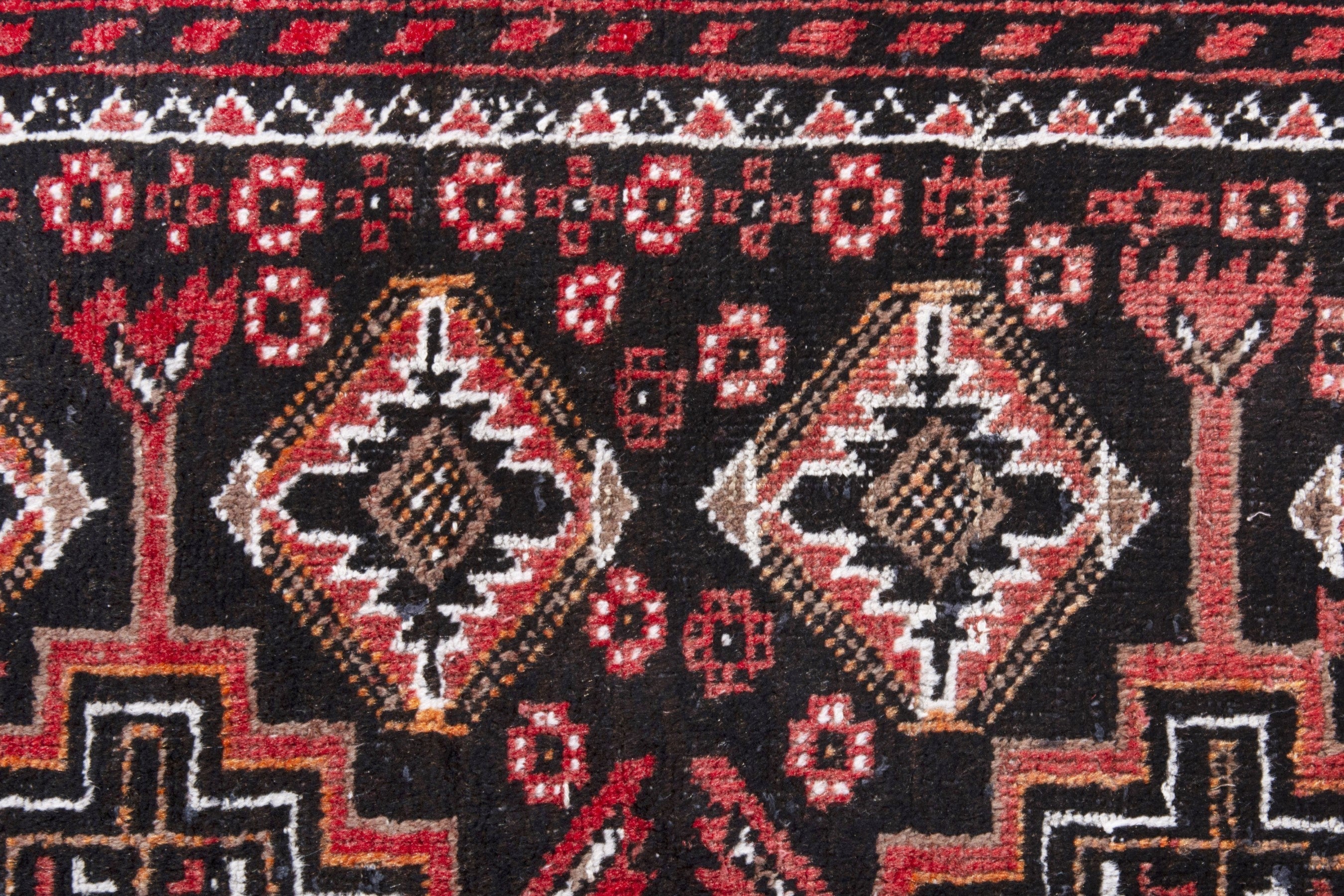 Persian Baluch accent rug in deep red and burgundy, view 12 of 18