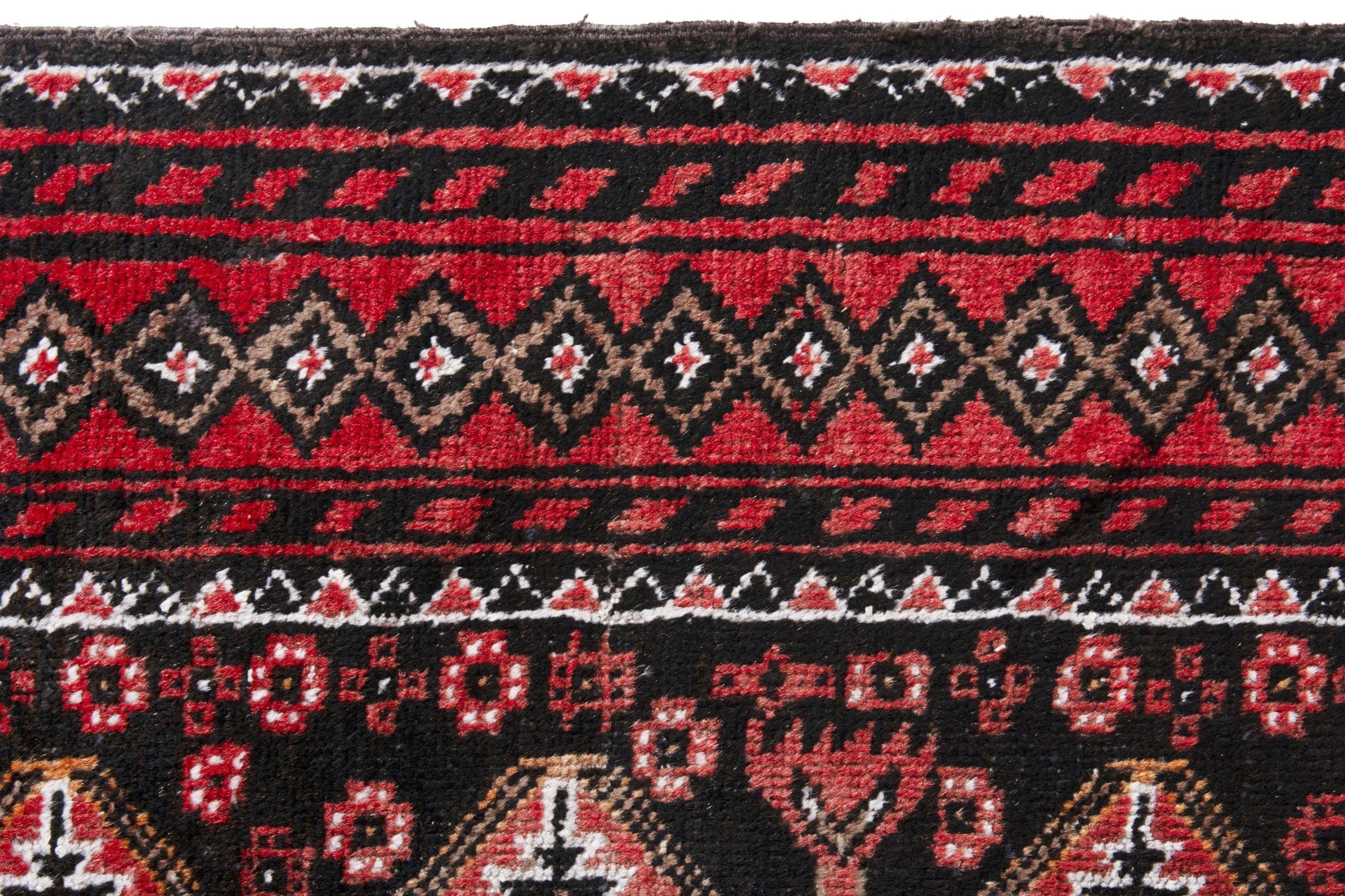 Persian Baluch accent rug in deep red and burgundy, view 13 of 18