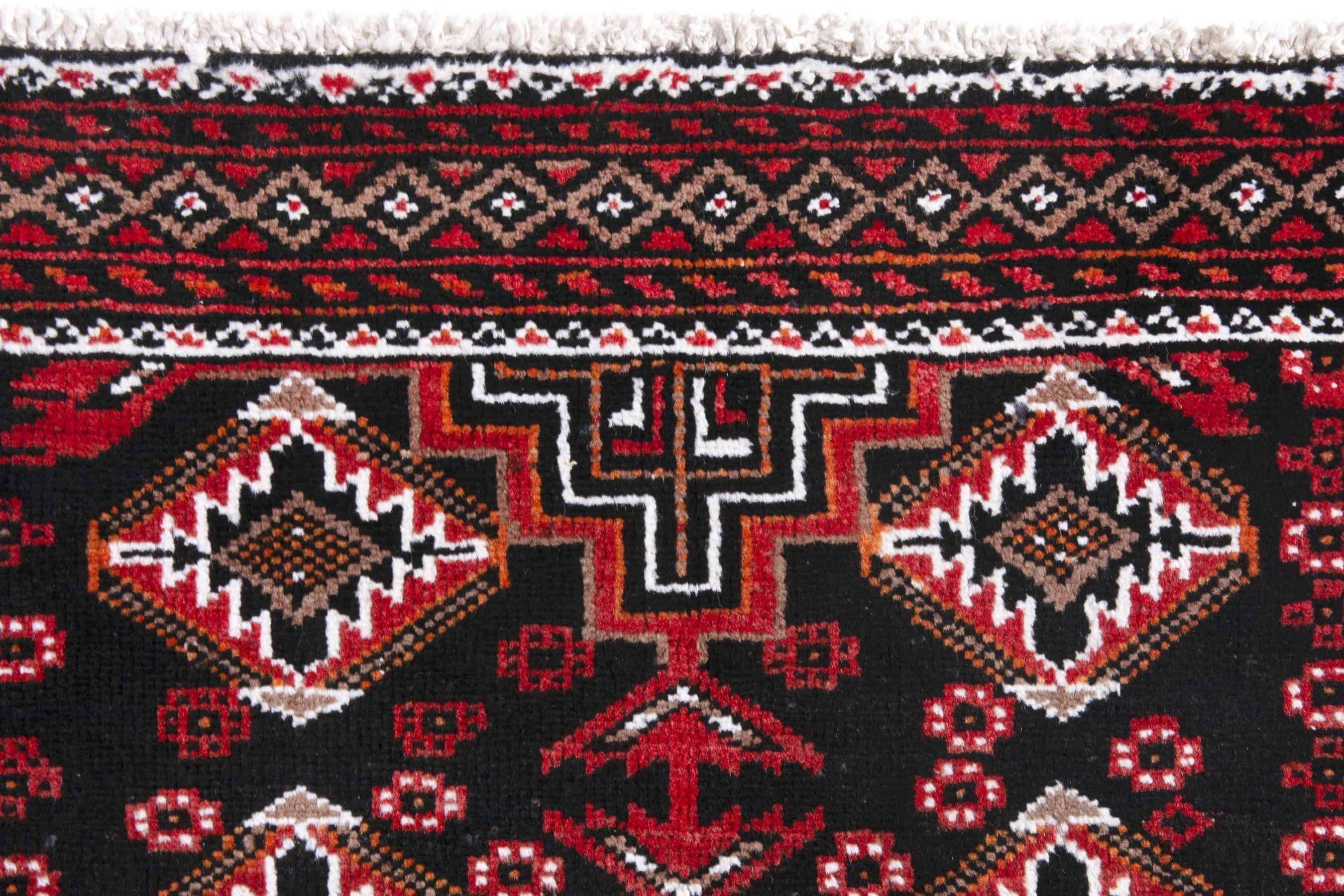 Persian Baluch accent rug in deep red and burgundy, view 14 of 18