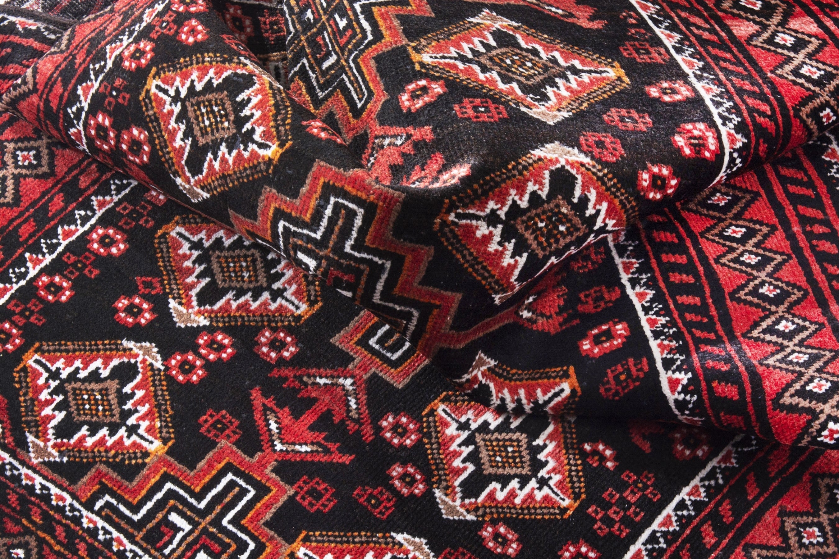 Persian Baluch accent rug in deep red and burgundy, view 15 of 18